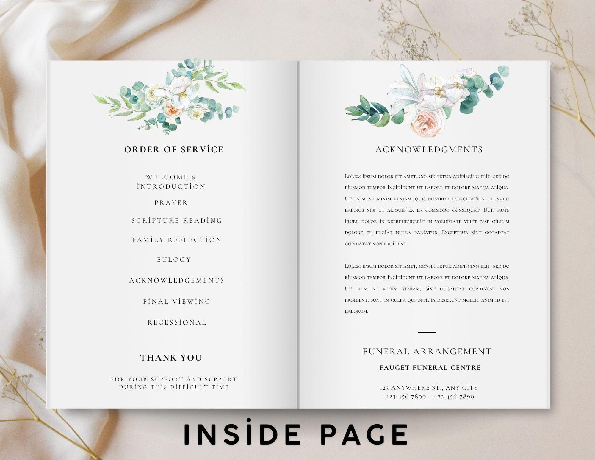 Greenery Funeral Program Template | Celebration of Life (Digital Download) 3
