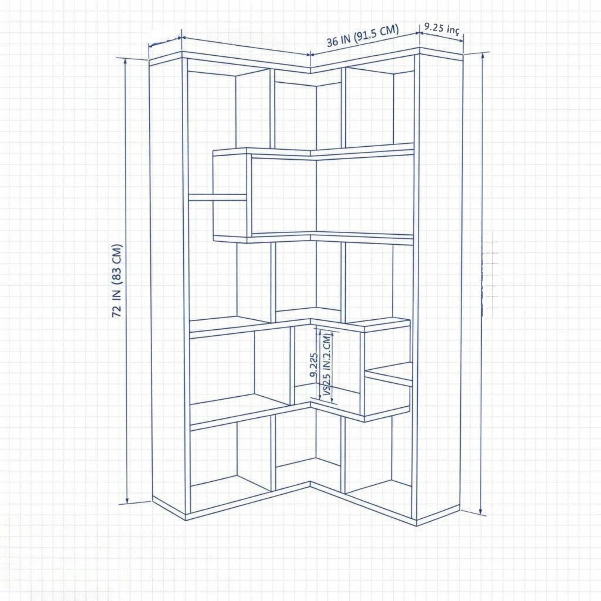 DIY Corner Bookshelf Plans PDF | Artistic Triangle Wall Shelf | Space-Saving Wood Corner Unit | Hanging Corner Bookcase & Decor 7