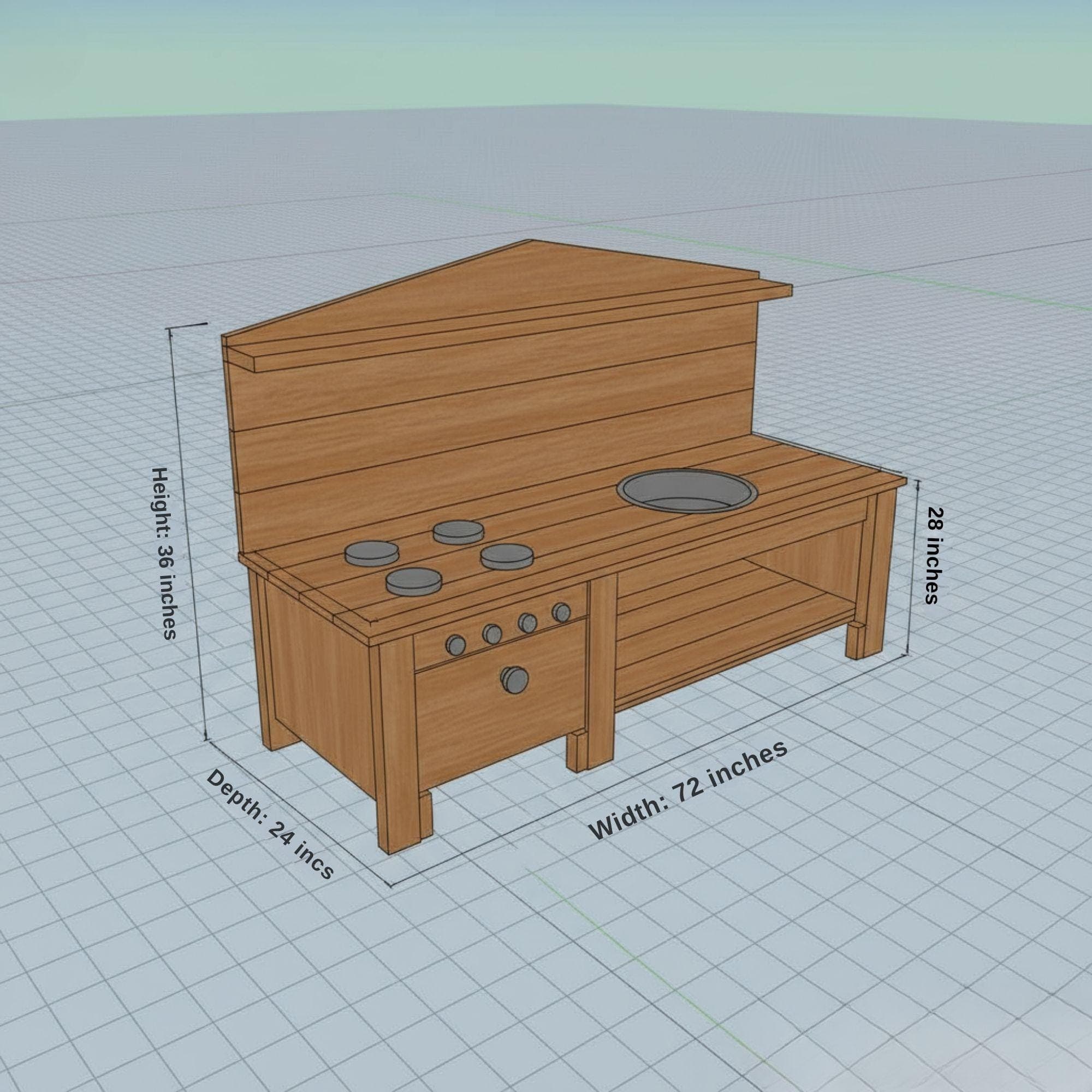 Kids Mud Kitchen DIY Plan 7