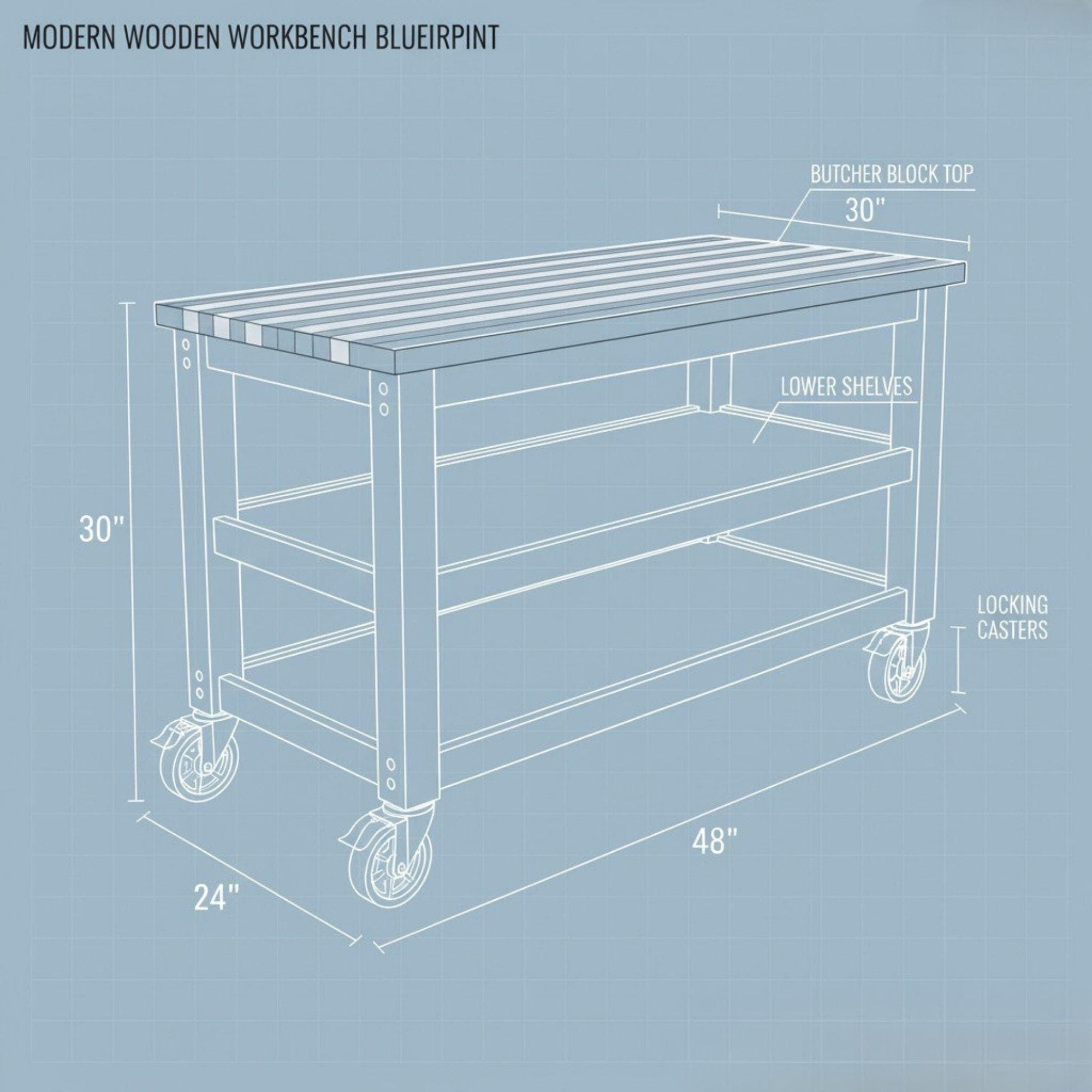 DIY Workbench Plans | DIY Woodworking Project | Roll Away Work Bench Fit Plans | Woodworking Workshop Design with Tool Wall DXF Files 5