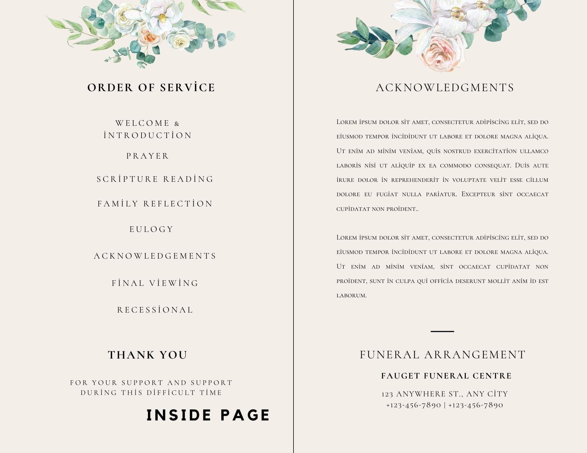 Eucalyptus Funeral Program Template | Celebration of Life (Instant Download) 6