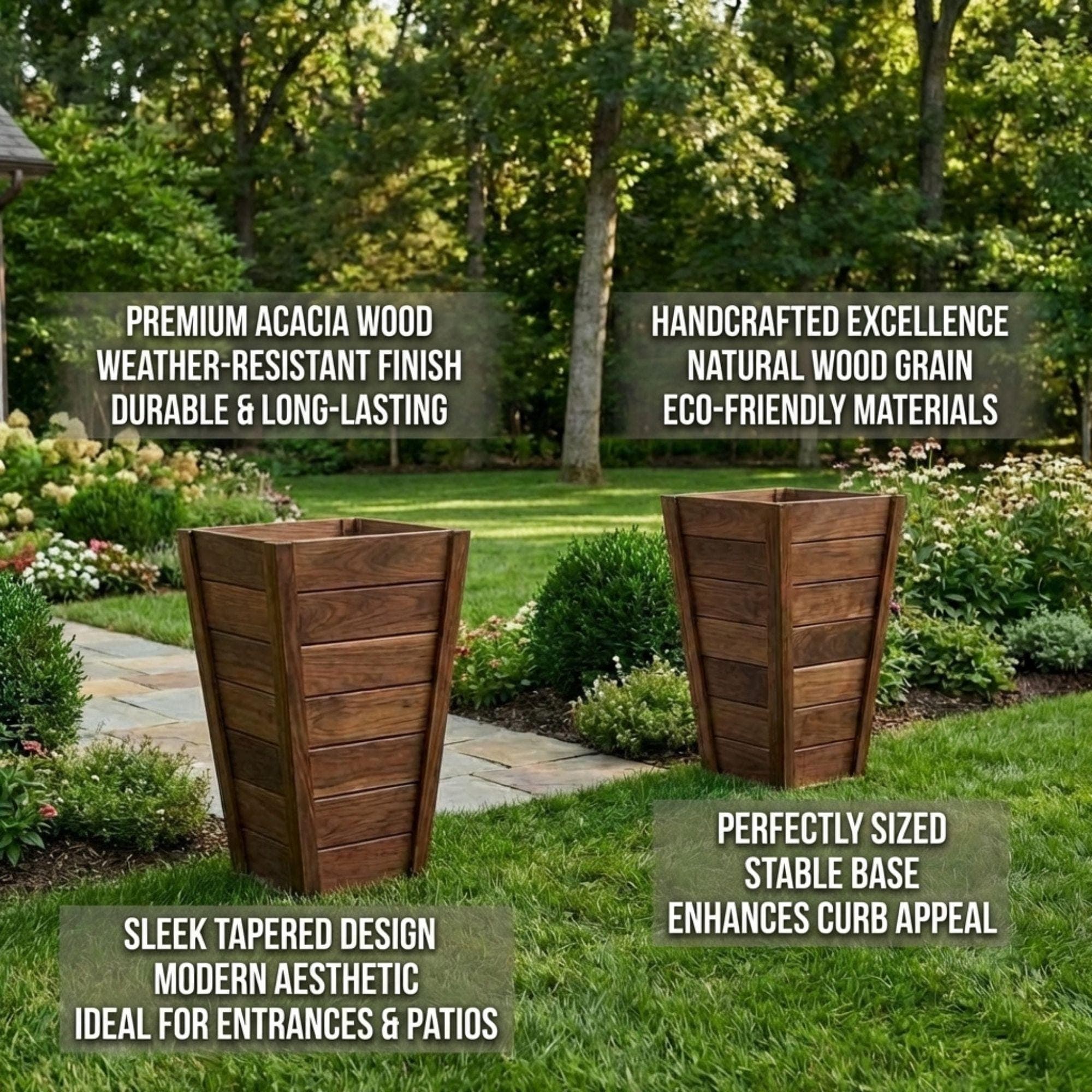 Tall Planter Box Plans | Modern Tapered Wood Outdoor Blueprint (PDF Download) 4