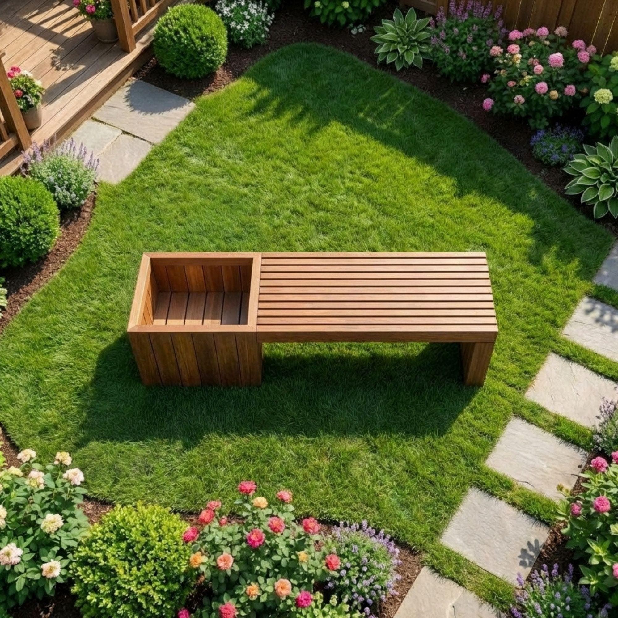 Modern Slatted Planter Bench Plans | Outdoor Seating Blueprint (PDF Download) 6
