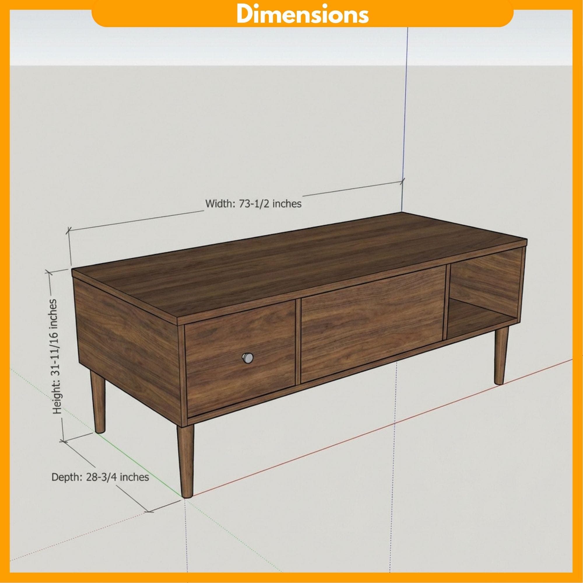 DIY Lift Top Coffee Table Plans | Mid-Century Modern Storage Blueprint (Digital Download) 1