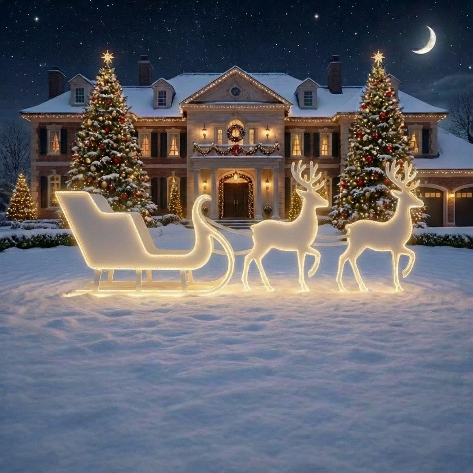 Life-Size Santa Sleigh & Reindeer Plans | 2D Plywood Template for Outdoor Christmas Decor | DIY Silhouette Pattern | PDF Woodworking 3