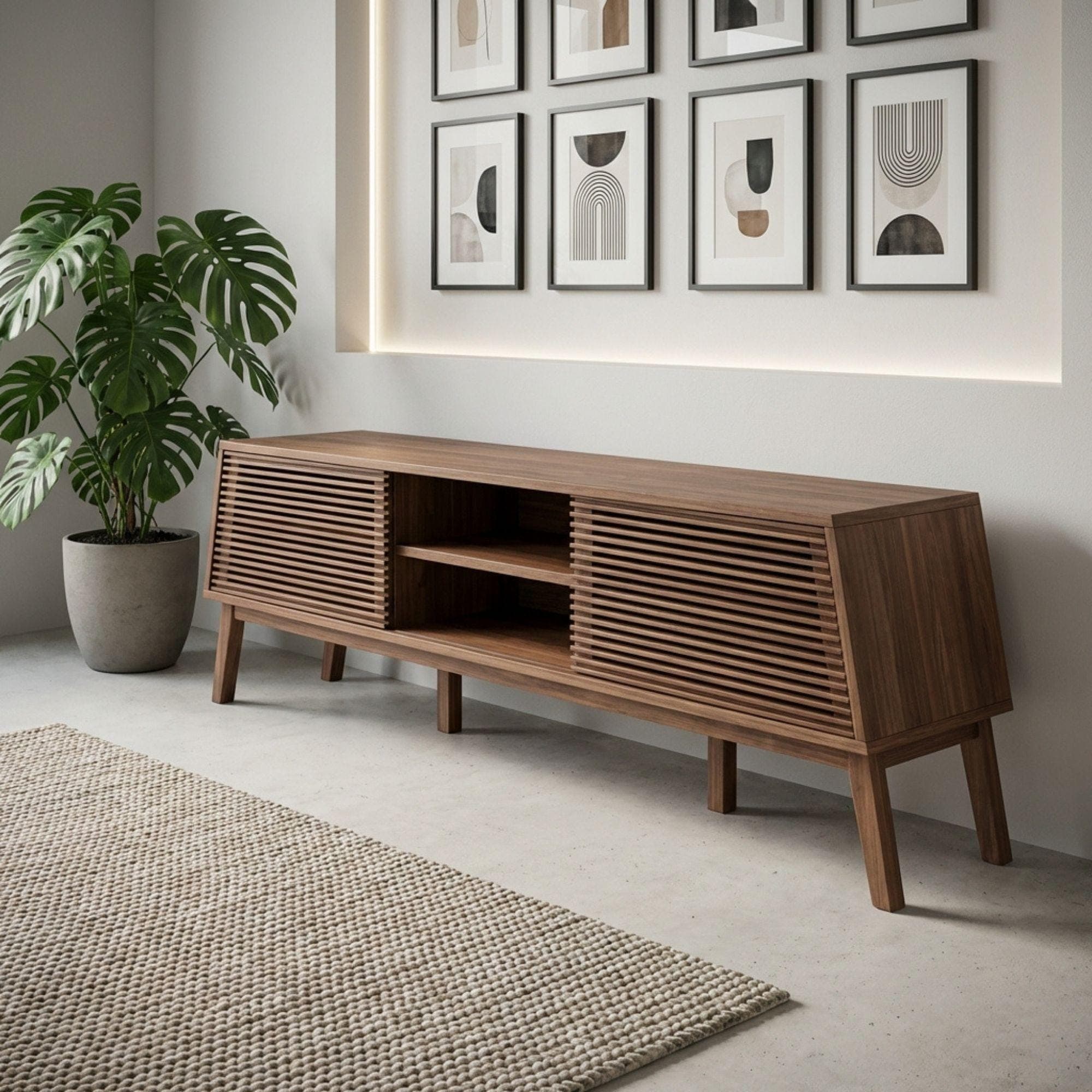 Mid Century Modern TV Console Plans | Slatted Doors Woodworking PDF 3