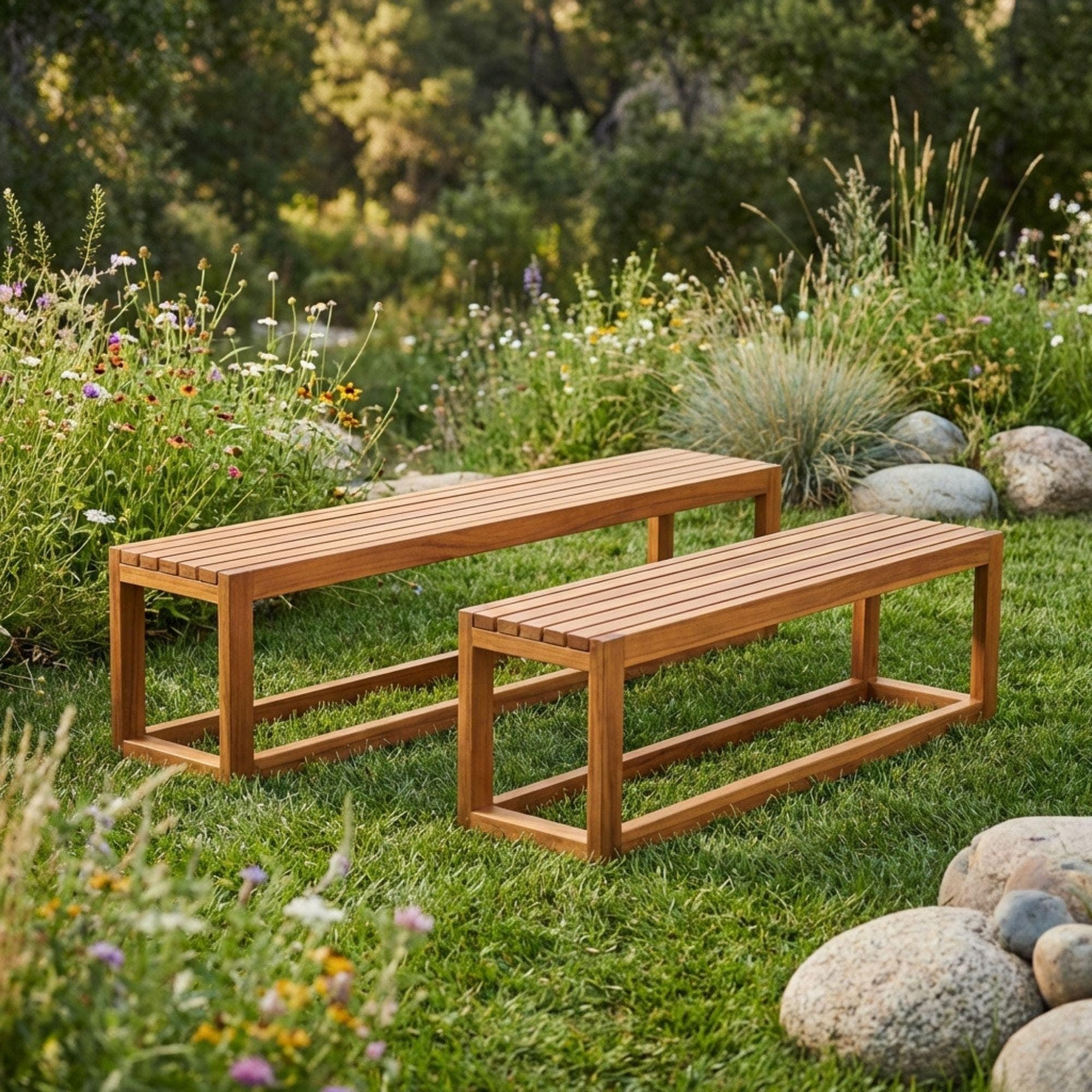 DIY Outdoor Bench Plans | Simple Wood Deck Bench Blueprint | Modern Backless Garden Seating PDF