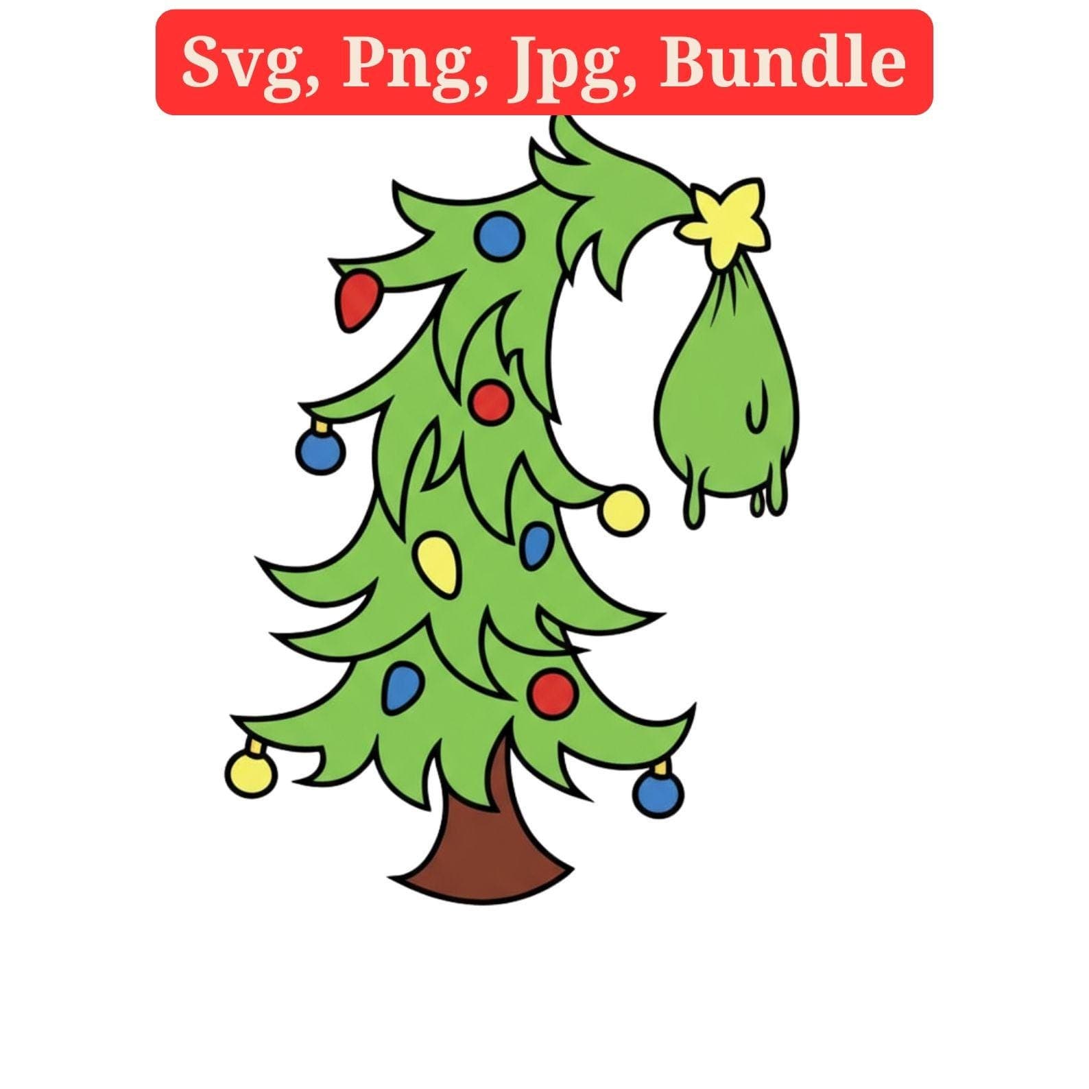Grinch Hand Stealing Christmas Tree SVG & PNG Bundle | Whoville Tree Clipart, Sublimation Files 4