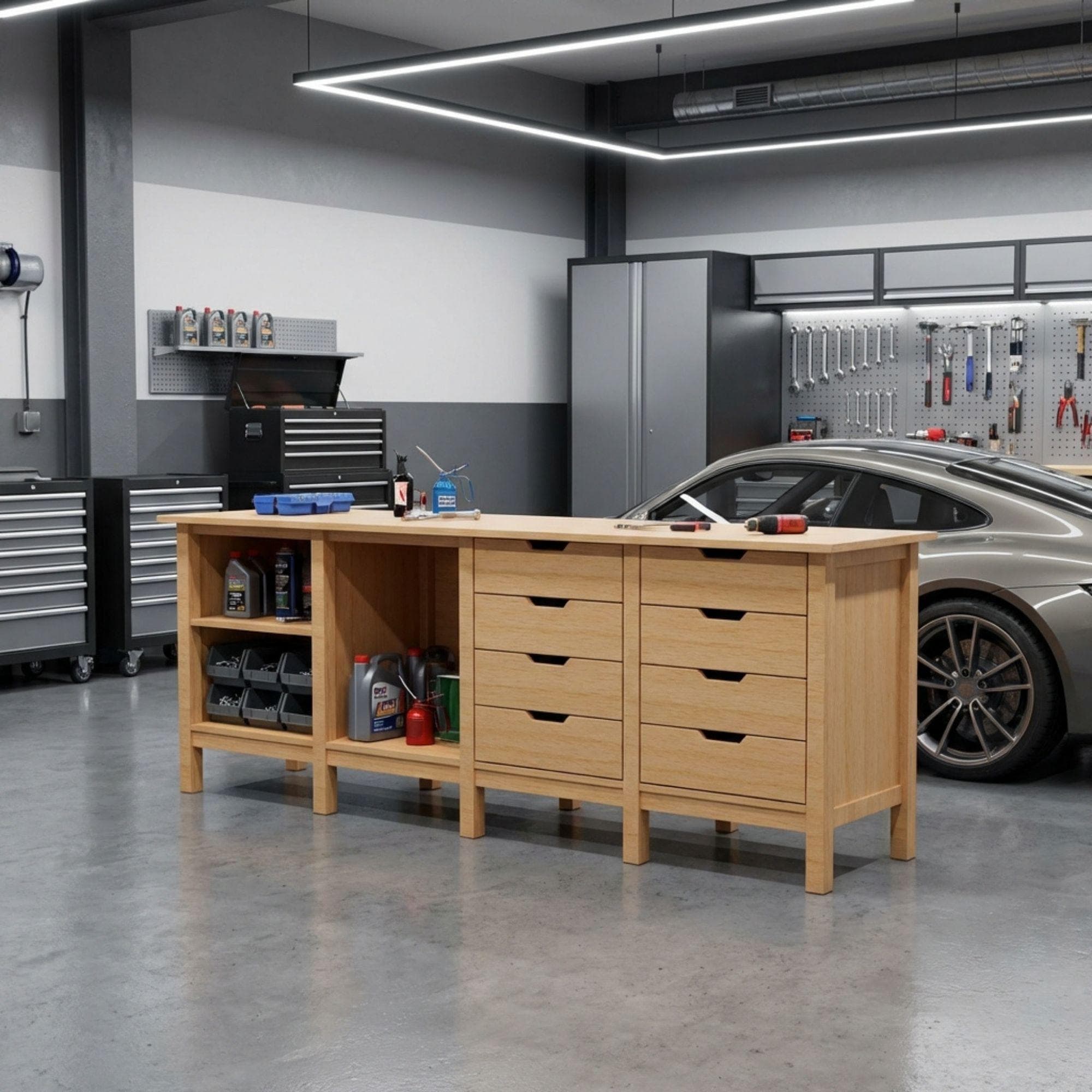 8ft Garage Workbench Plans | DIY Woodshop Table with Shelves (PDF Download) 5