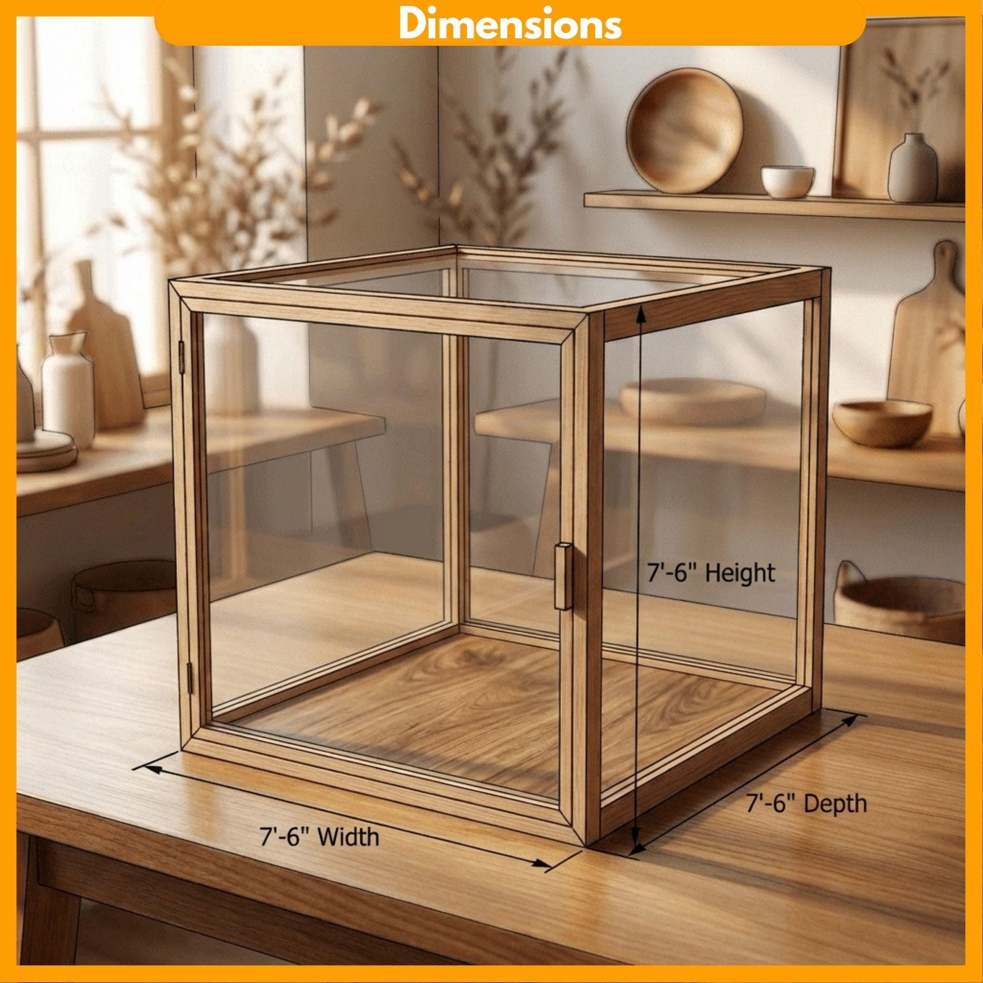 DIY Acrylic Cube Box Plans: Wooden Frame Display Case Blueprint | Clear Collectible Box PDF 1