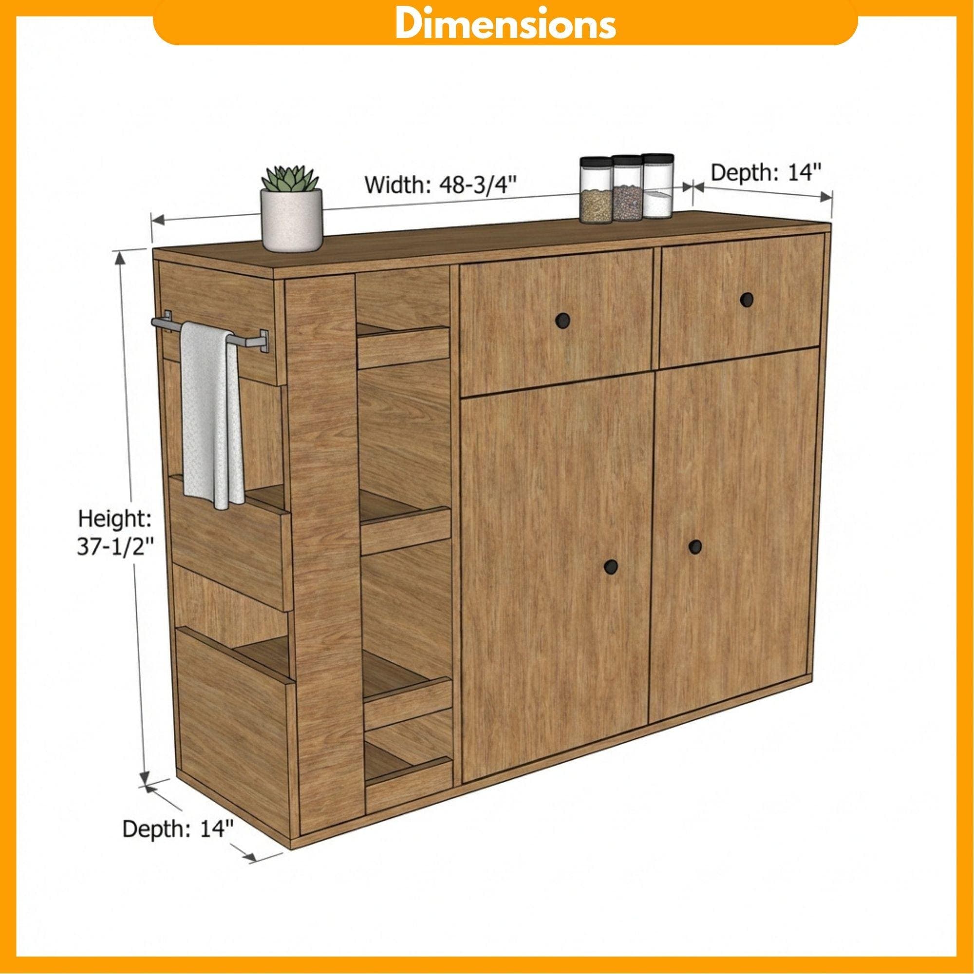 Narrow Sideboard DIY Plans | Space-Saving Buffet Cabinet Blueprint (PDF Download) 1