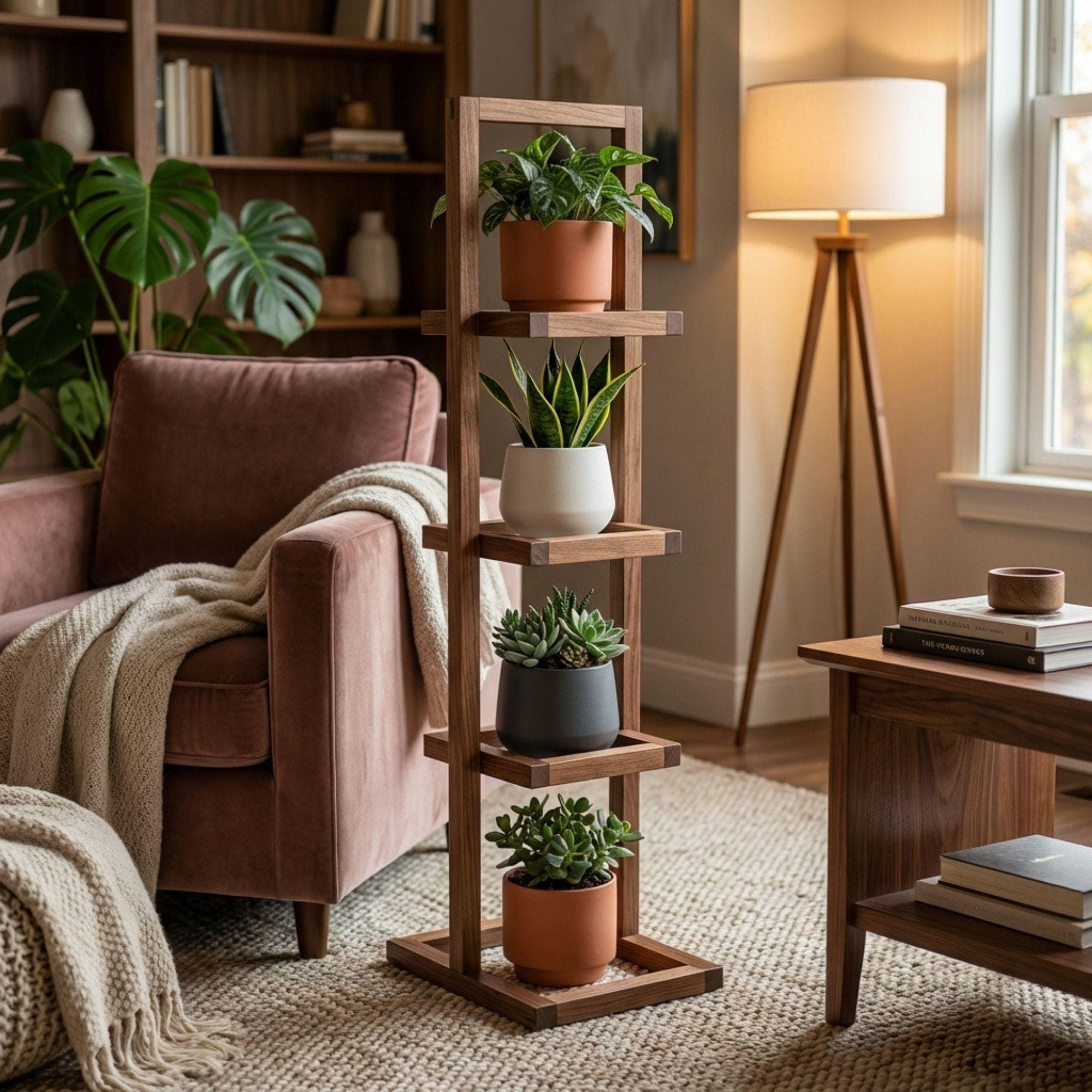 Outdoor Wood Plant Stand DIY Plan | 4-Tier Stepped Planter Woodworking Blueprint (Digital Download) 3