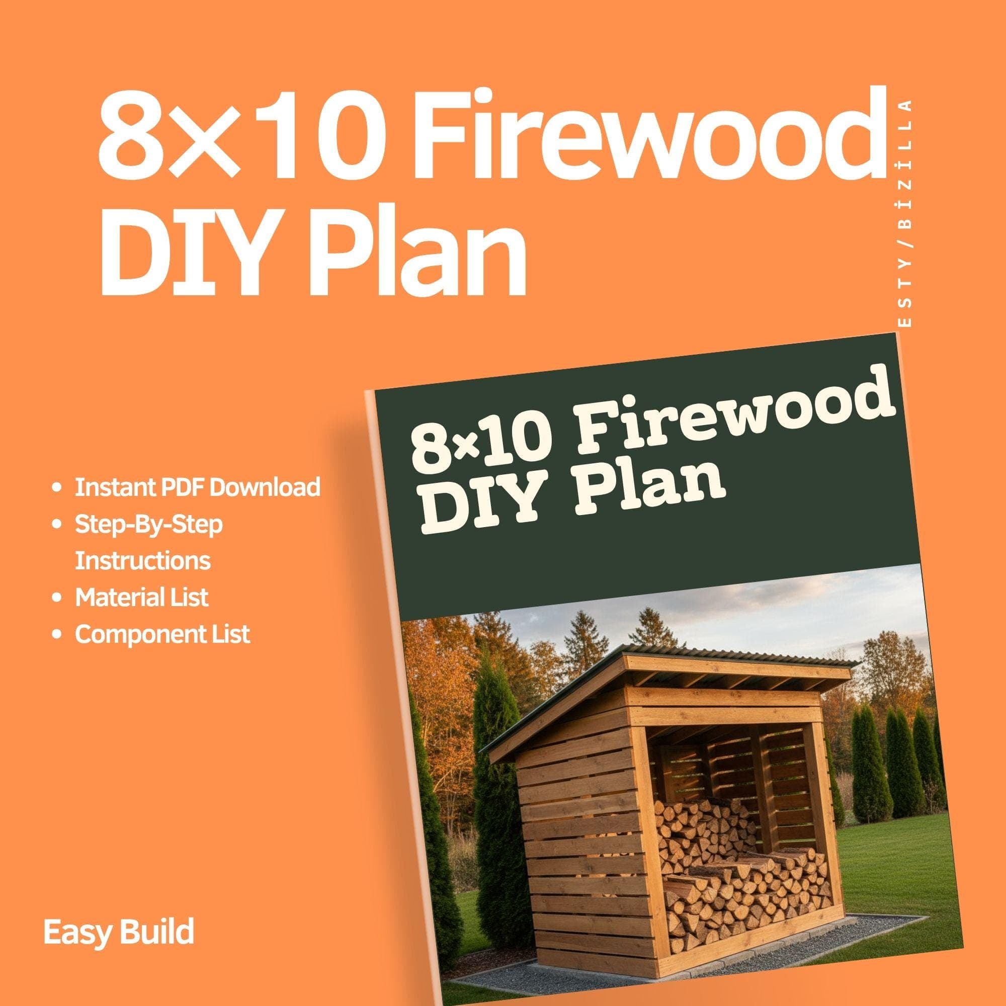 8x10 Firewood Shed Plans: DIY Sloped Roof Woodshed (PDF Download) 6