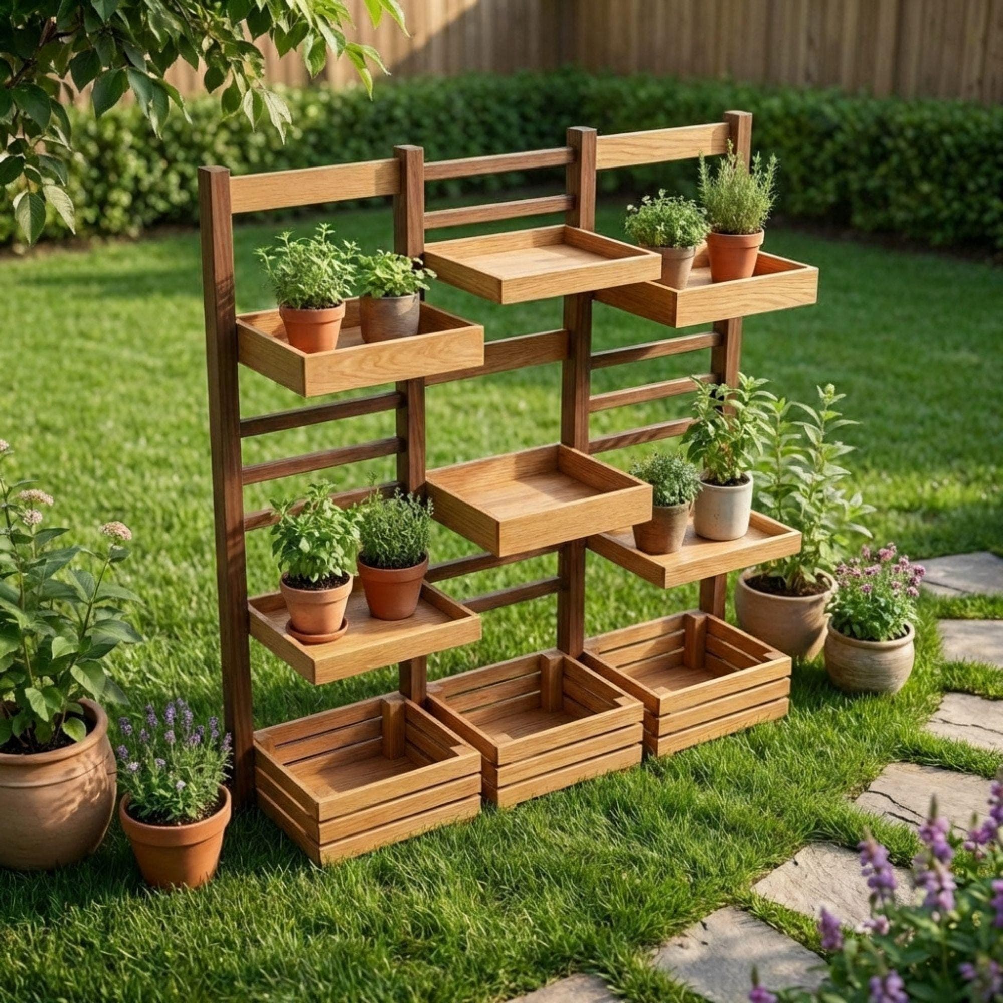 DIY Plant Stand Plans | Multi Tier Flower Pot Stand Blueprint |Outdoor Wooden Shelves PDF