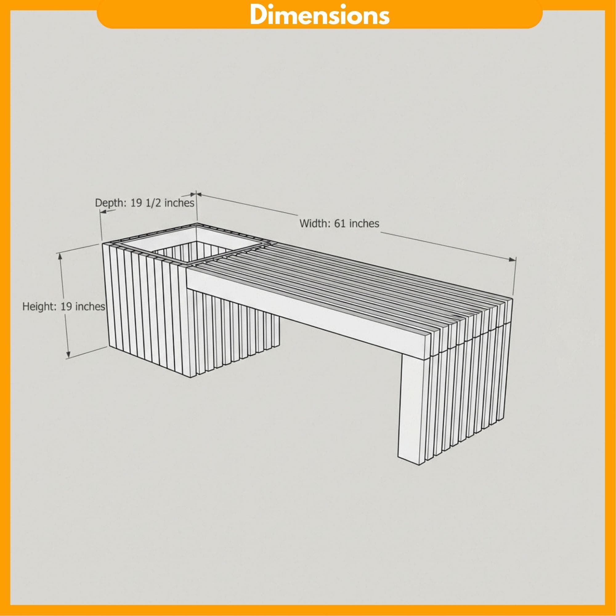 Modern Slatted Planter Bench Plans | Outdoor Seating Blueprint (PDF Download) 1