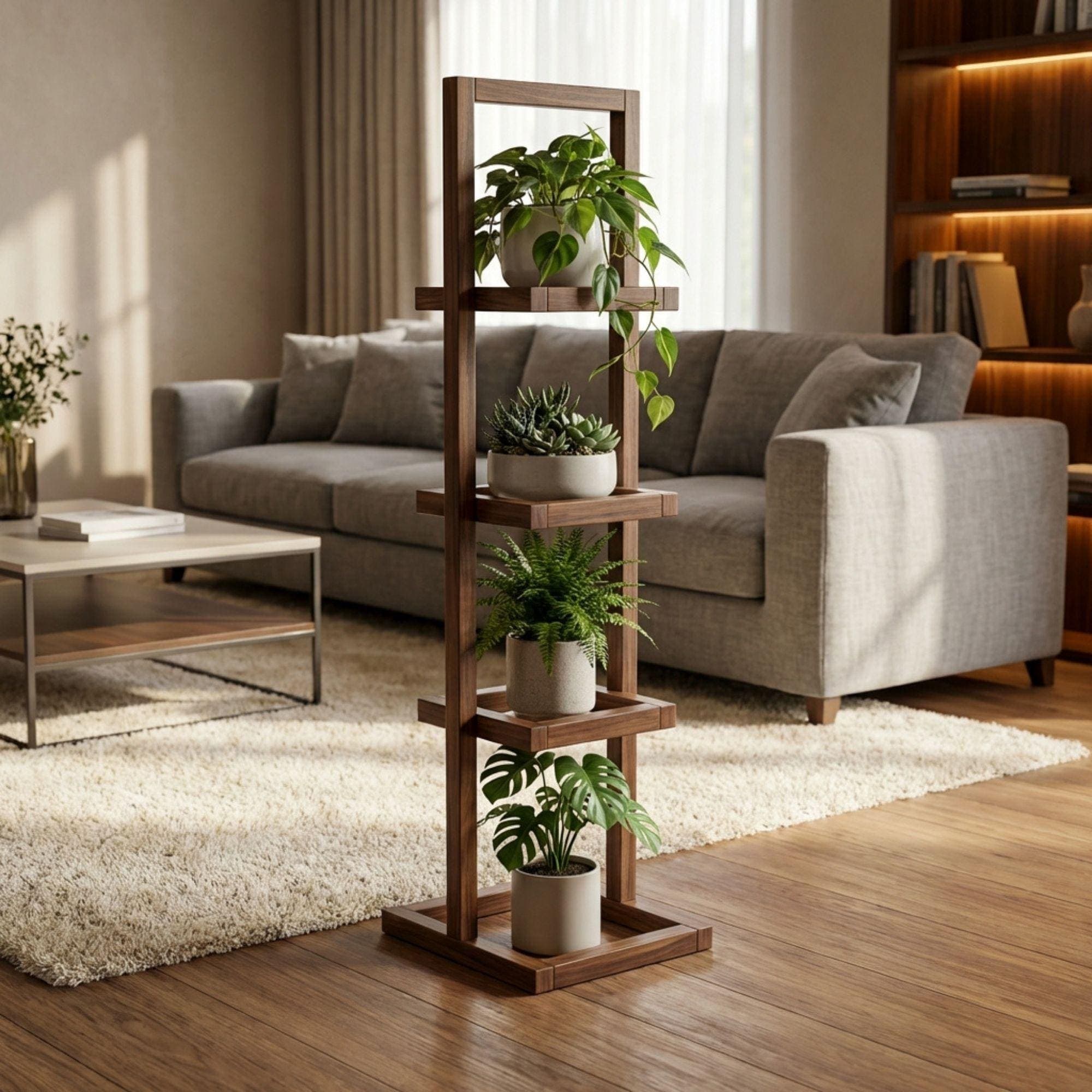 Outdoor Wood Plant Stand DIY Plan | 4-Tier Stepped Planter Woodworking Blueprint (Digital Download) 5