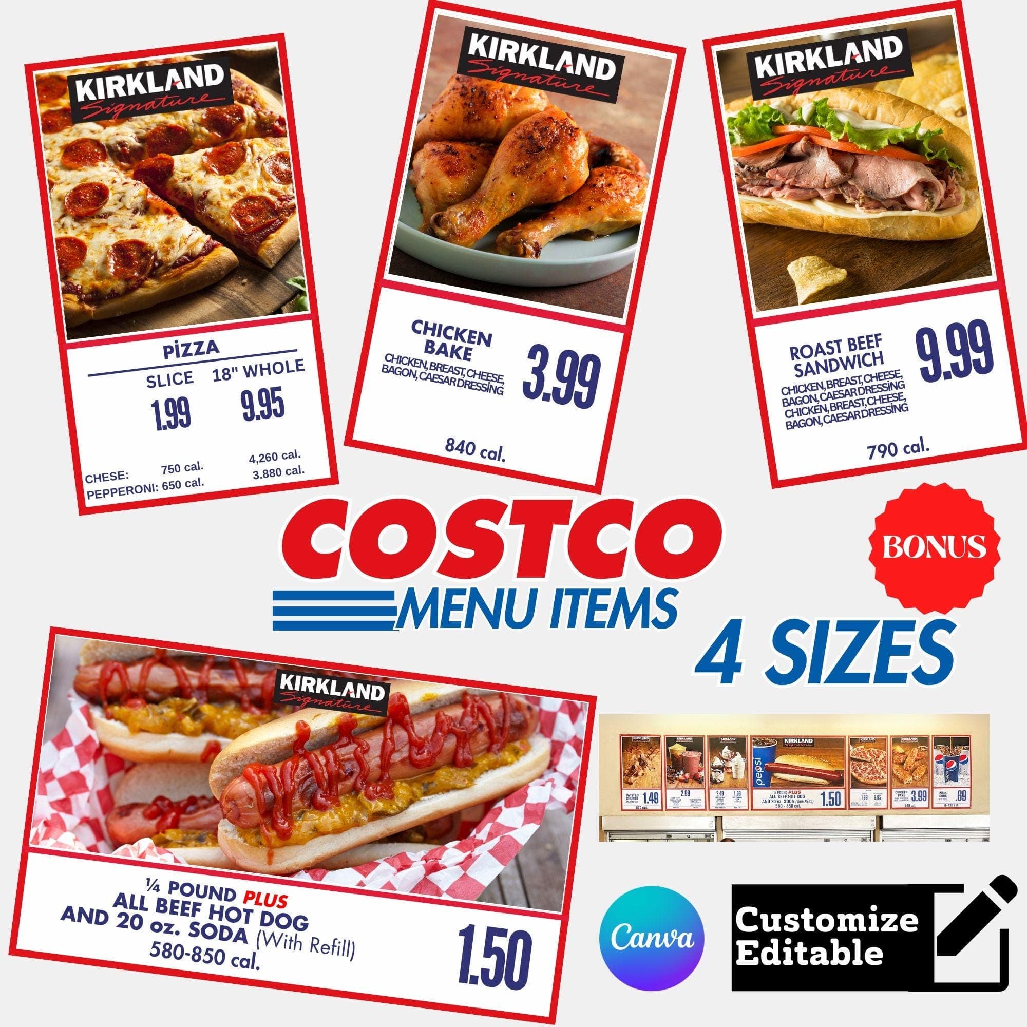 Costco Food Court Sign | Printable Menu, Price Tag (Digital Download) 1