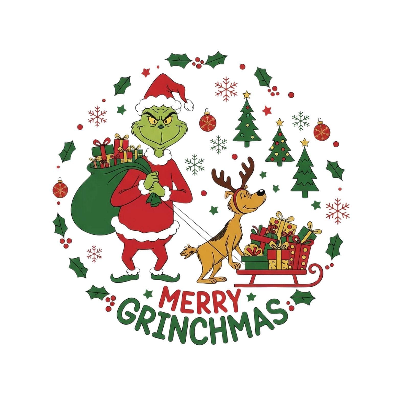 Grinch and Max Dog Christmas Tree SVG, PNG, JPG Bundle | 2