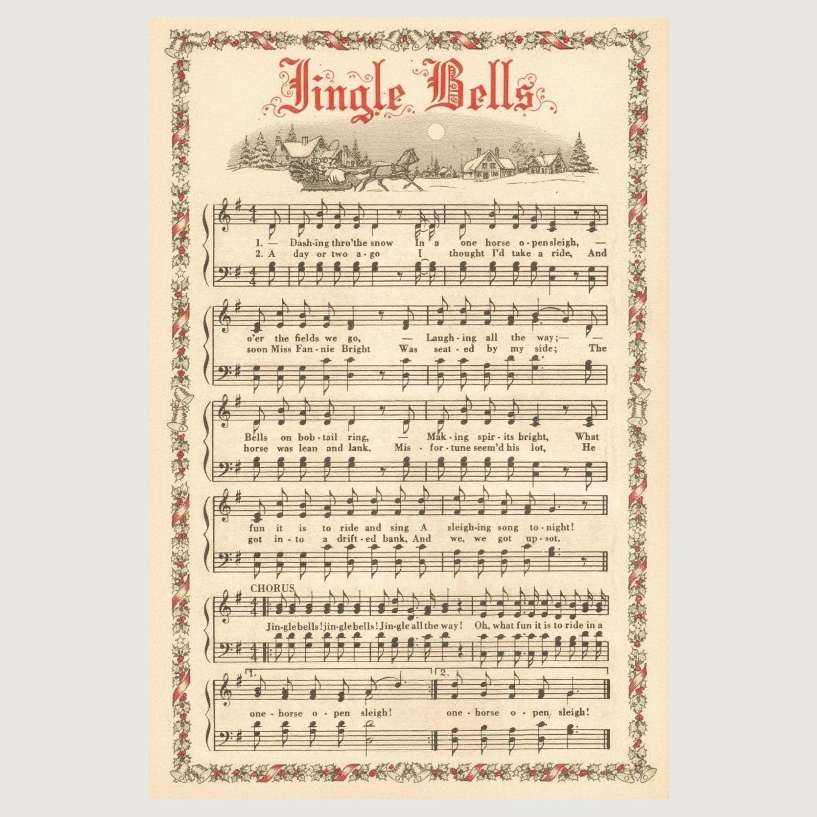 Vintage Christmas Carol Sheet Music Prints, Set of 5 (Digital Download) 5