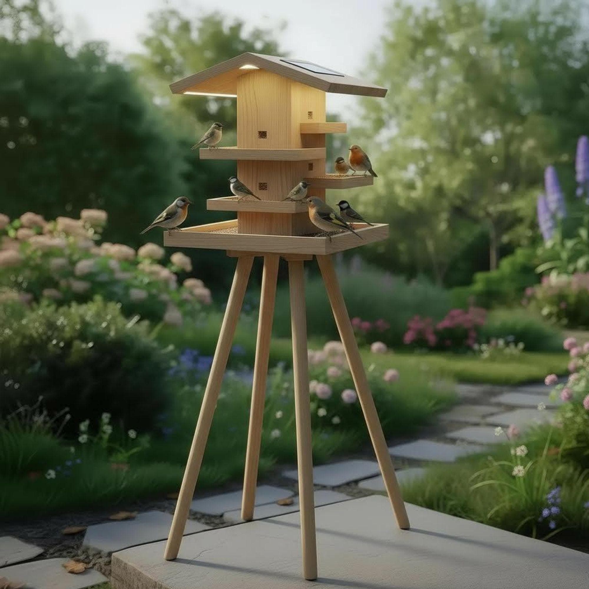 DIY Modern Bird Feeder Station Plans | Standing Tower Feeder Blueprint | Multi-Level Bird Hotel Architecture | Woodworking Project 3