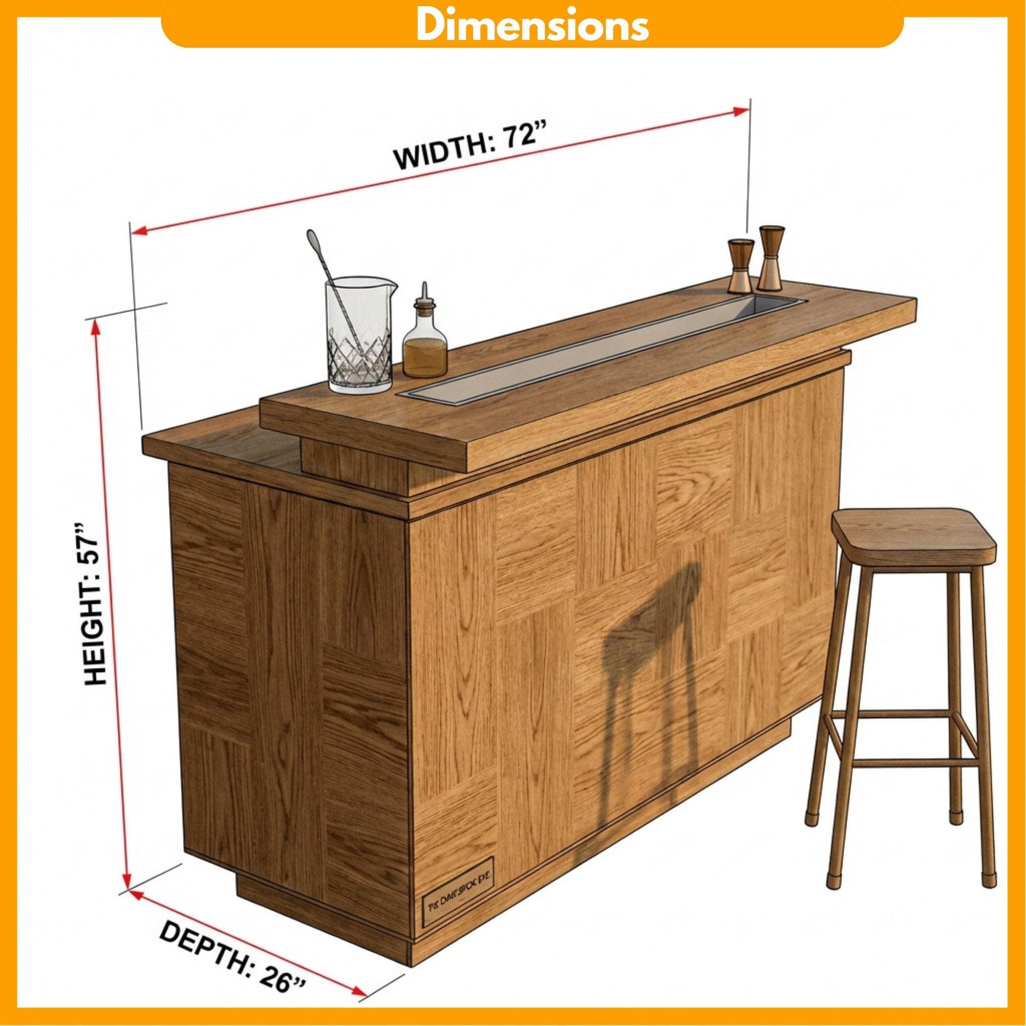 DIY Outdoor Bar Plans | Two Tier Home Bar Blueprint | Wooden Patio Bar Design PDF 1