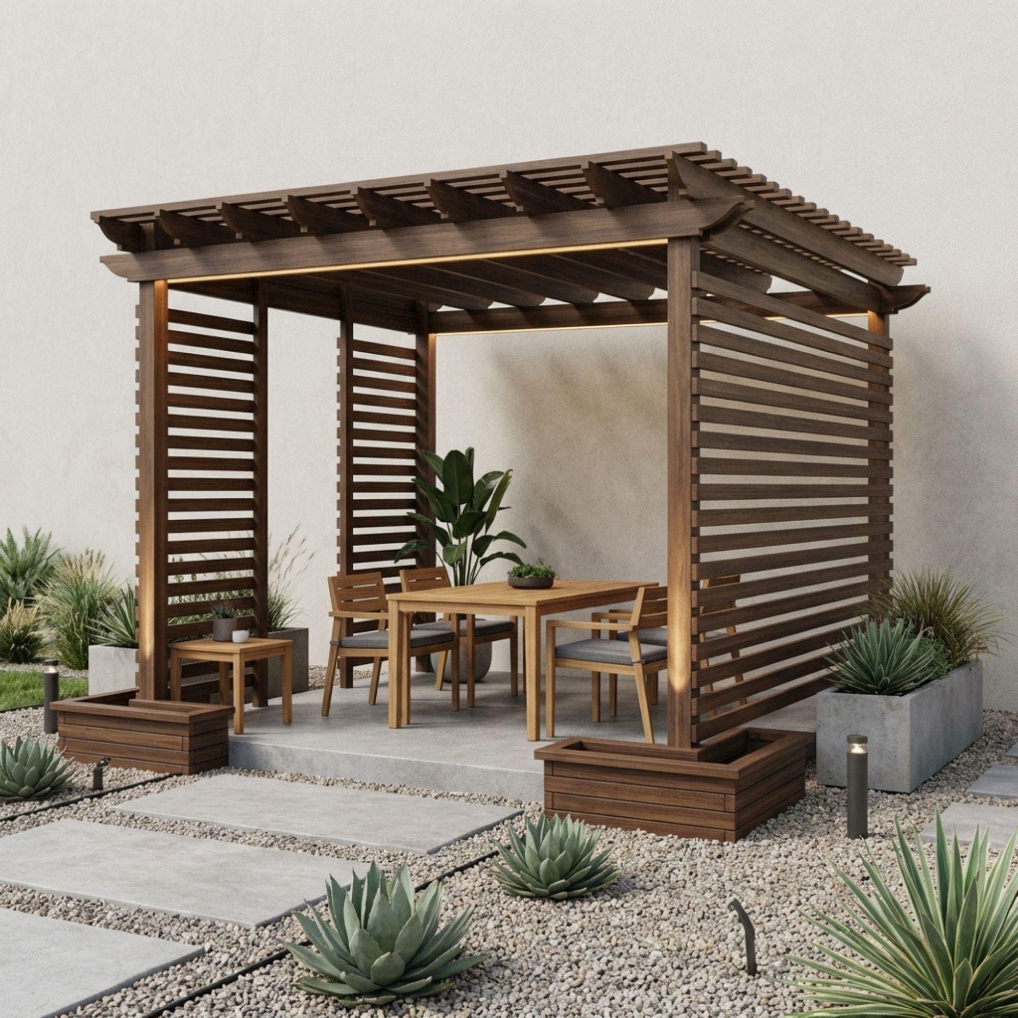 DIY Garden Pergolas Plans | Wood Pergolas Build Blueprint | Corner Privacy Pergola 2