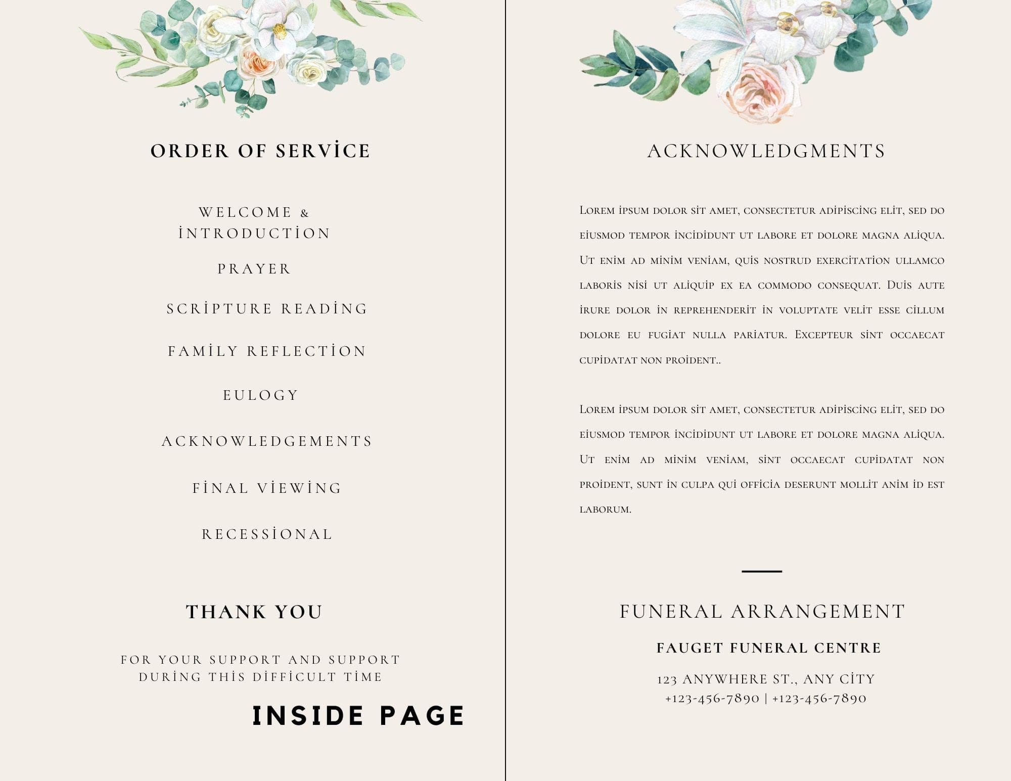 Greenery Funeral Program Template | Celebration of Life (Digital Download) 5
