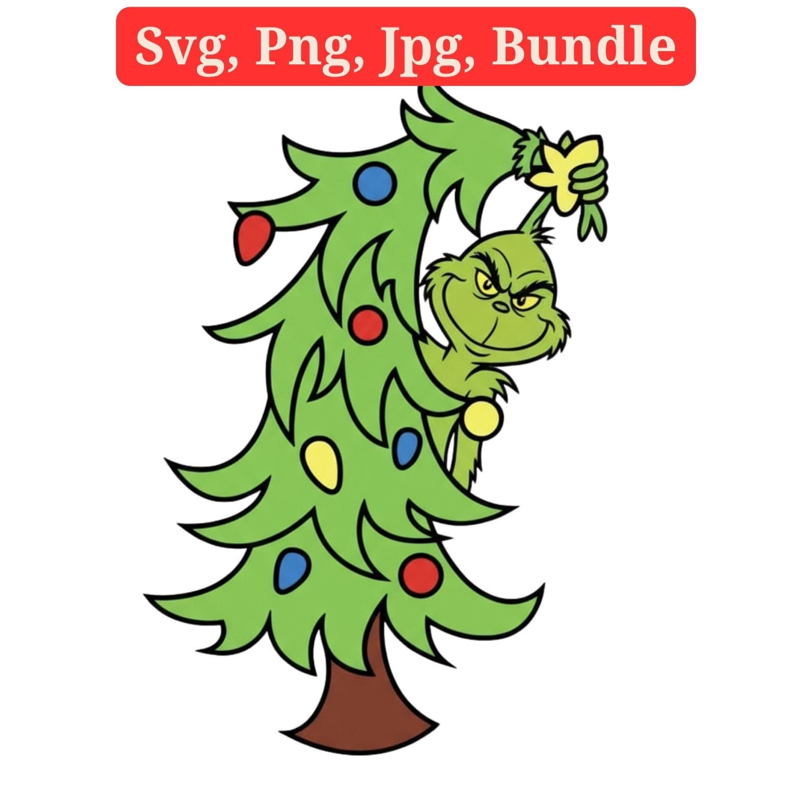 Grinch Hand Stealing Christmas Tree SVG & PNG Bundle | Whoville Tree Clipart, Sublimation Files 2