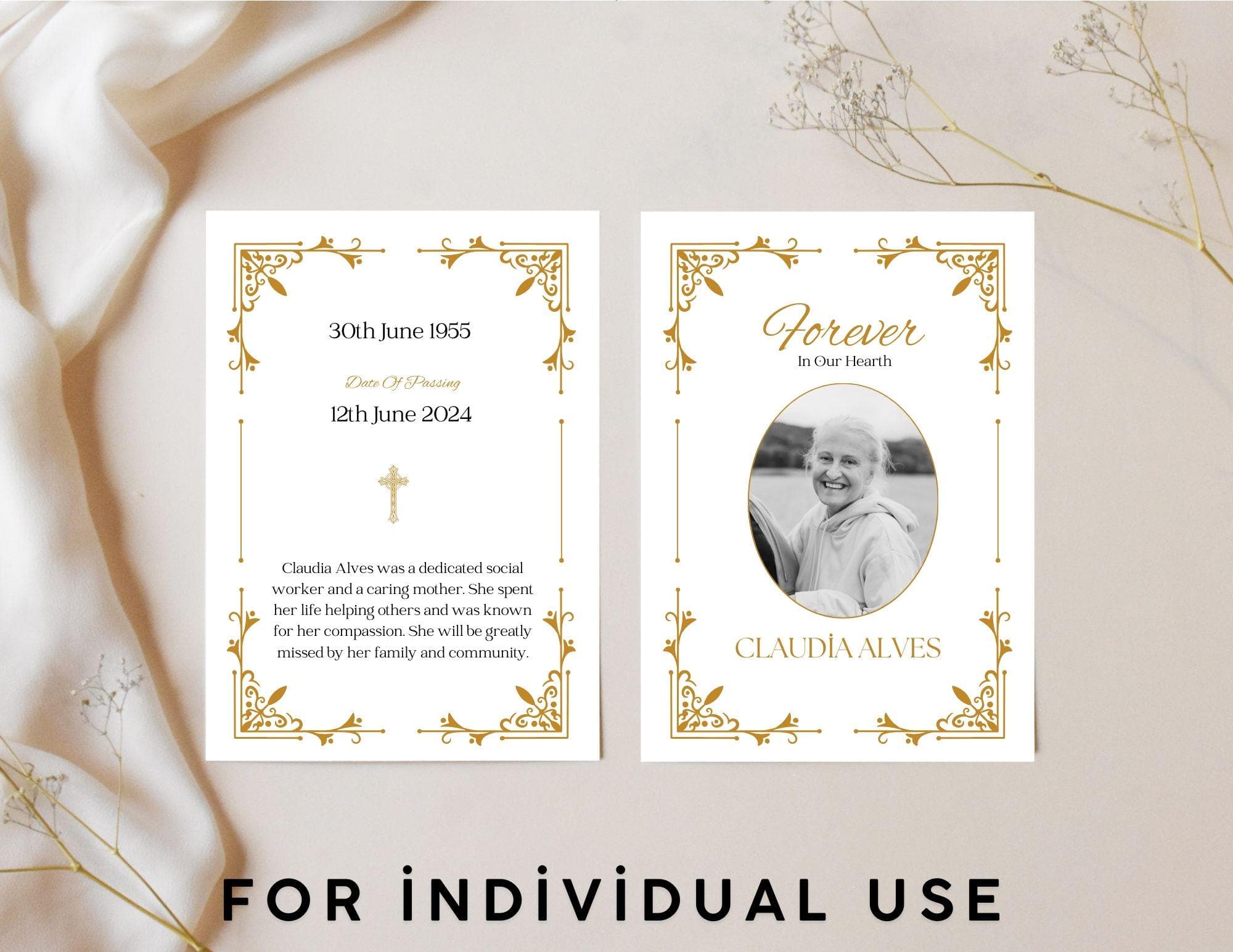 Gold Funeral Program Template | Canva Bifold Memorial (Digital Download) 7