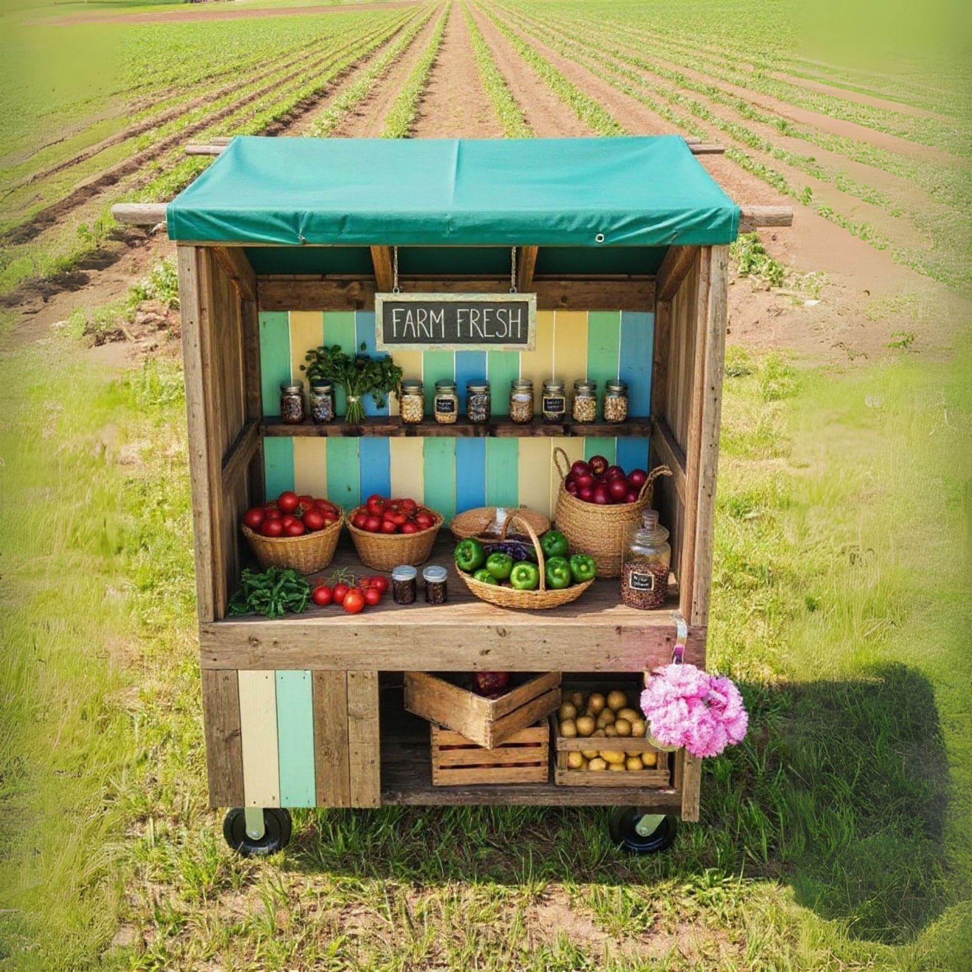 Farmstand Plans | Mobile Flower Stand Cart | Farmers Market Display | Roadside Fruit & Vegetable Stands | Bakery Cart Plans 2