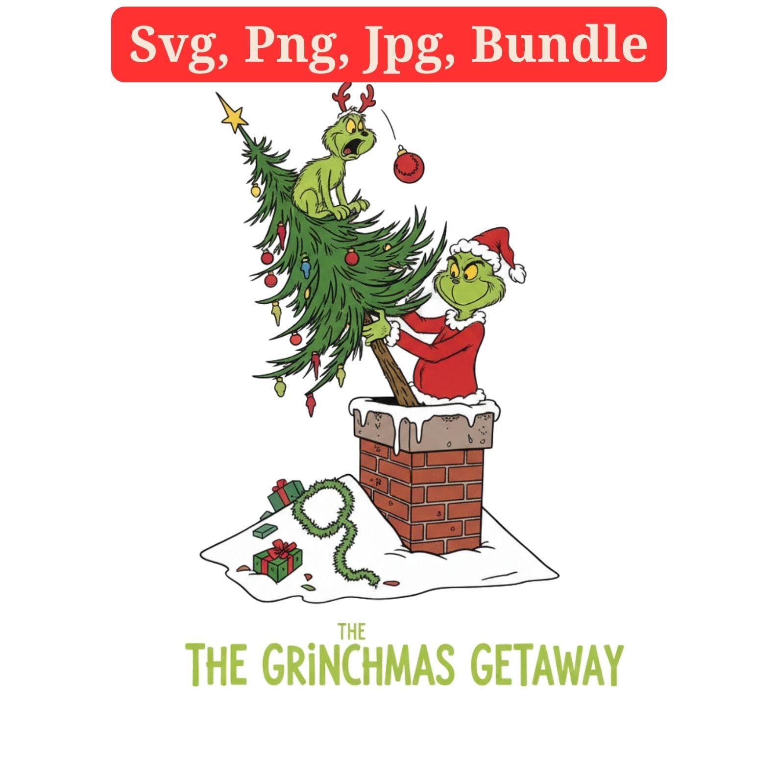 Grinch Hand Stealing Christmas Tree SVG & PNG Bundle | Whoville Tree Clipart, Sublimation Files 5