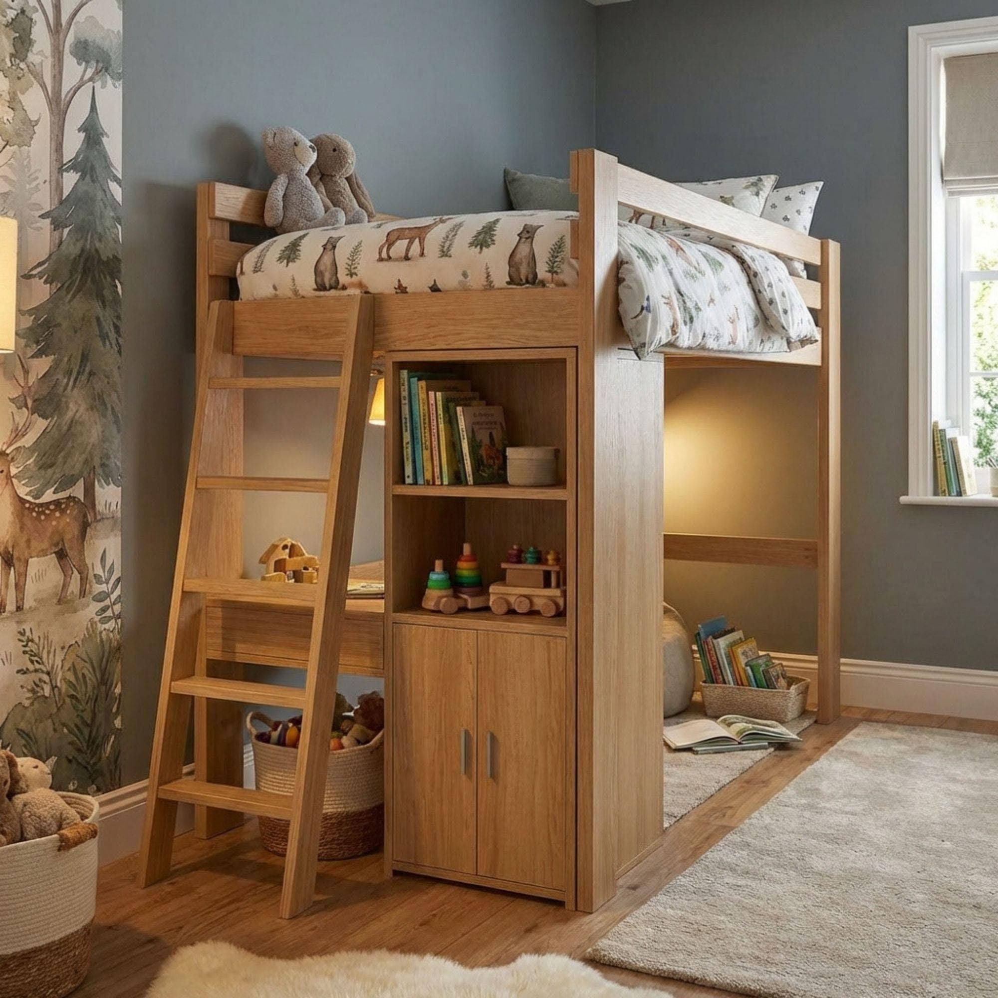 Twin Loft Bed DIY Plans with Stairs & Desk | Space Saving Blueprint (PDF Download) 5