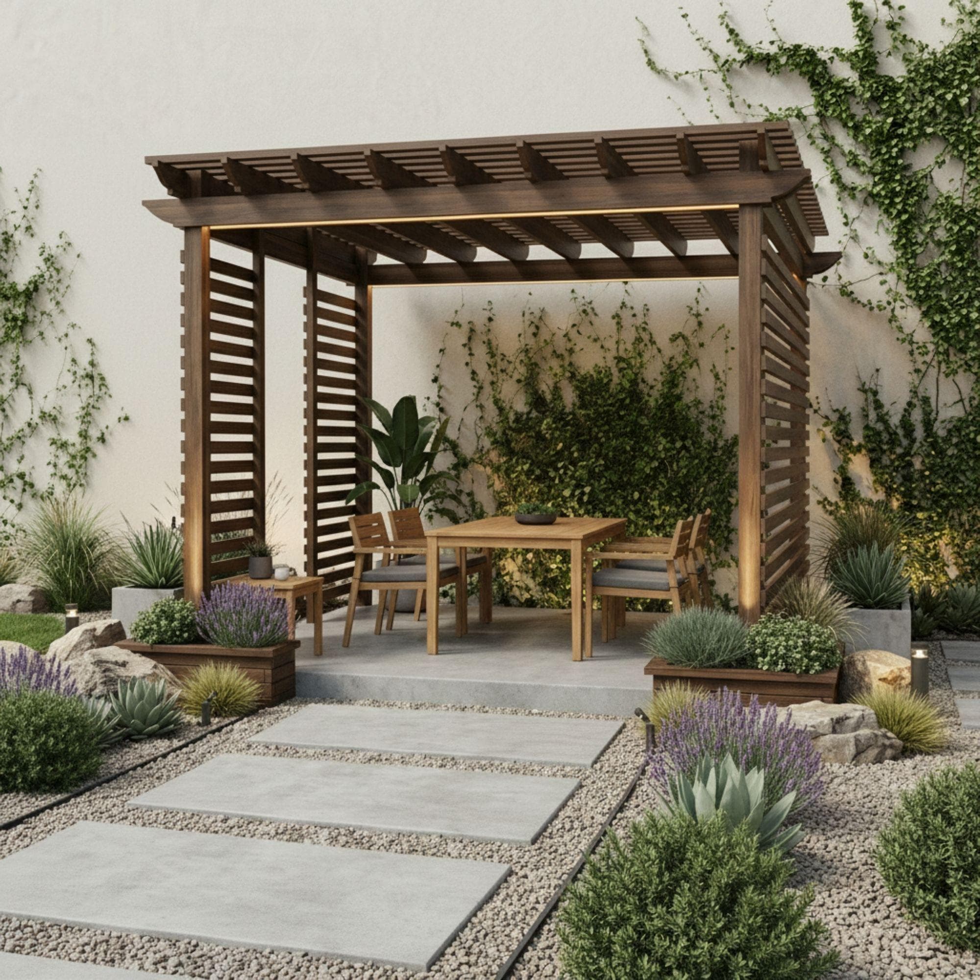 DIY Garden Pergolas Plans | Wood Pergolas Build Blueprint | Corner Privacy Pergola 3