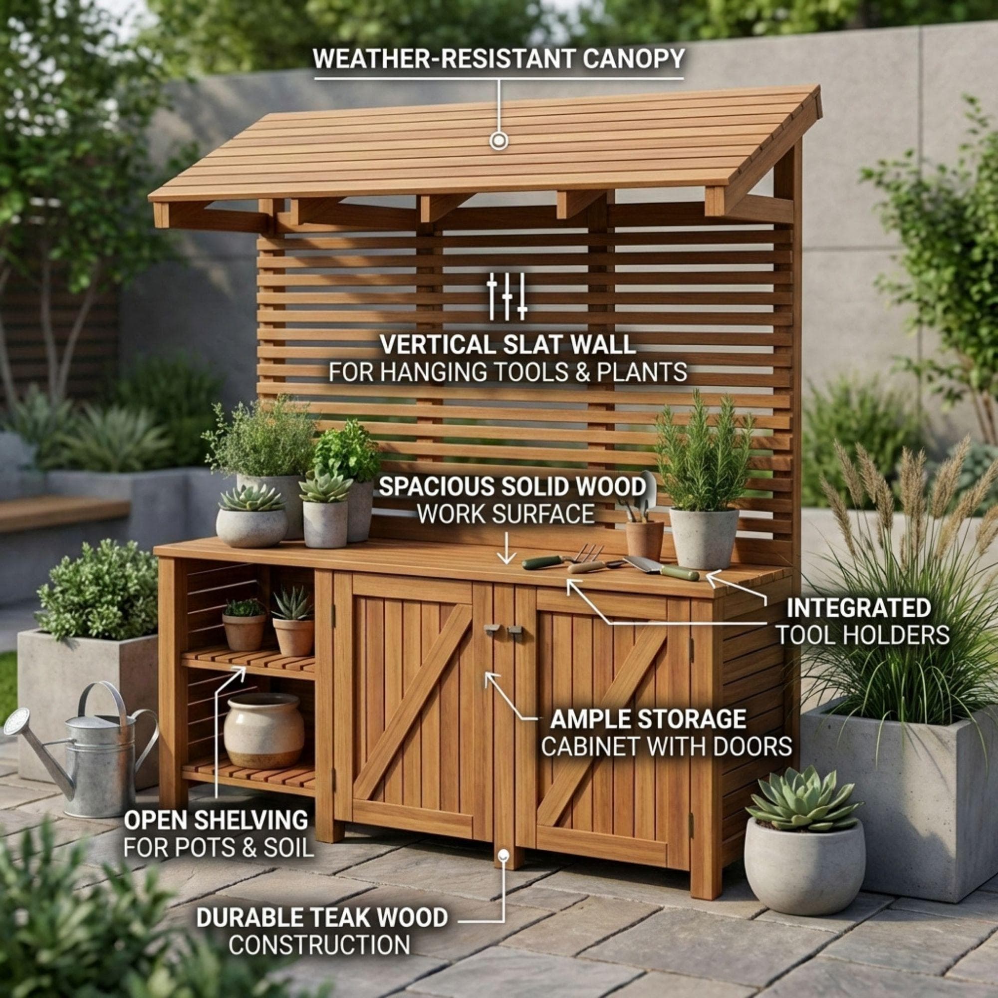 DIY Potting Bench with Storage Plans | Potting Station Blueprint | Garden Workbench PDF 3
