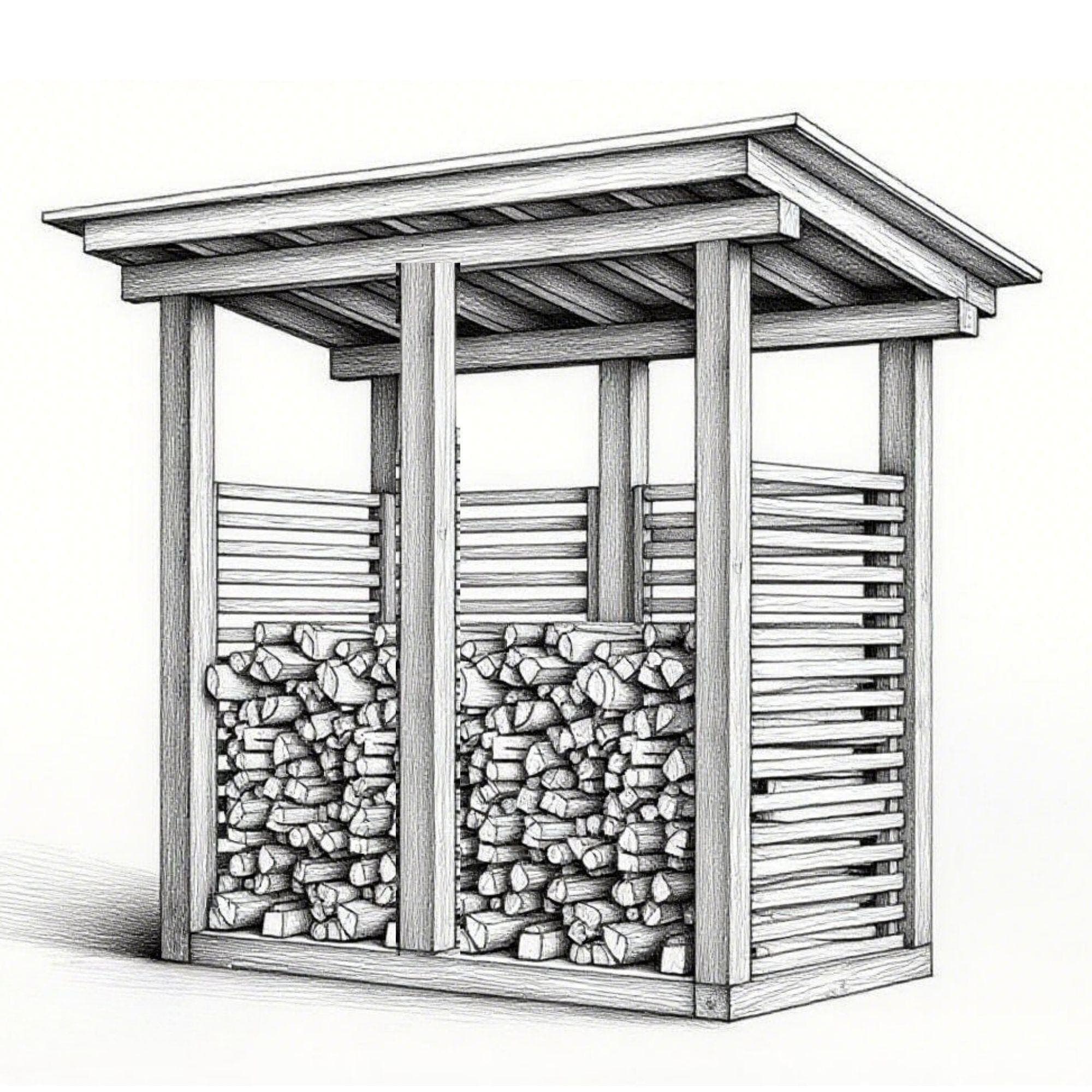 DIY Firewood Shed Plans | 2 Cord Capacity with Tool Storage (PDF Download) 2
