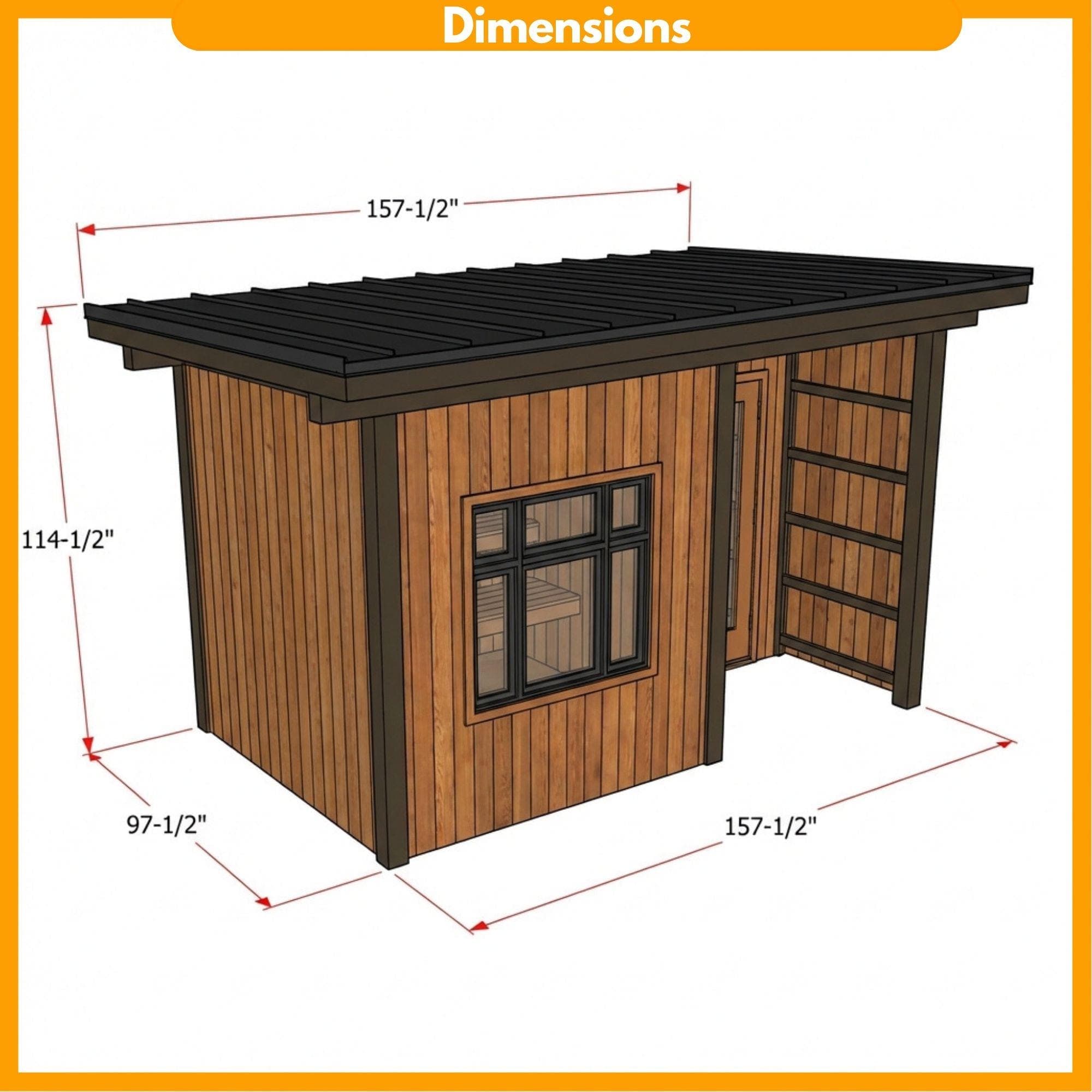 DIY Outdoor Sauna Plans | Modern Sauna Blueprints PDF | Sauna With Window | Sauna With Shower Plans | Backyard Sauna Building Design 1