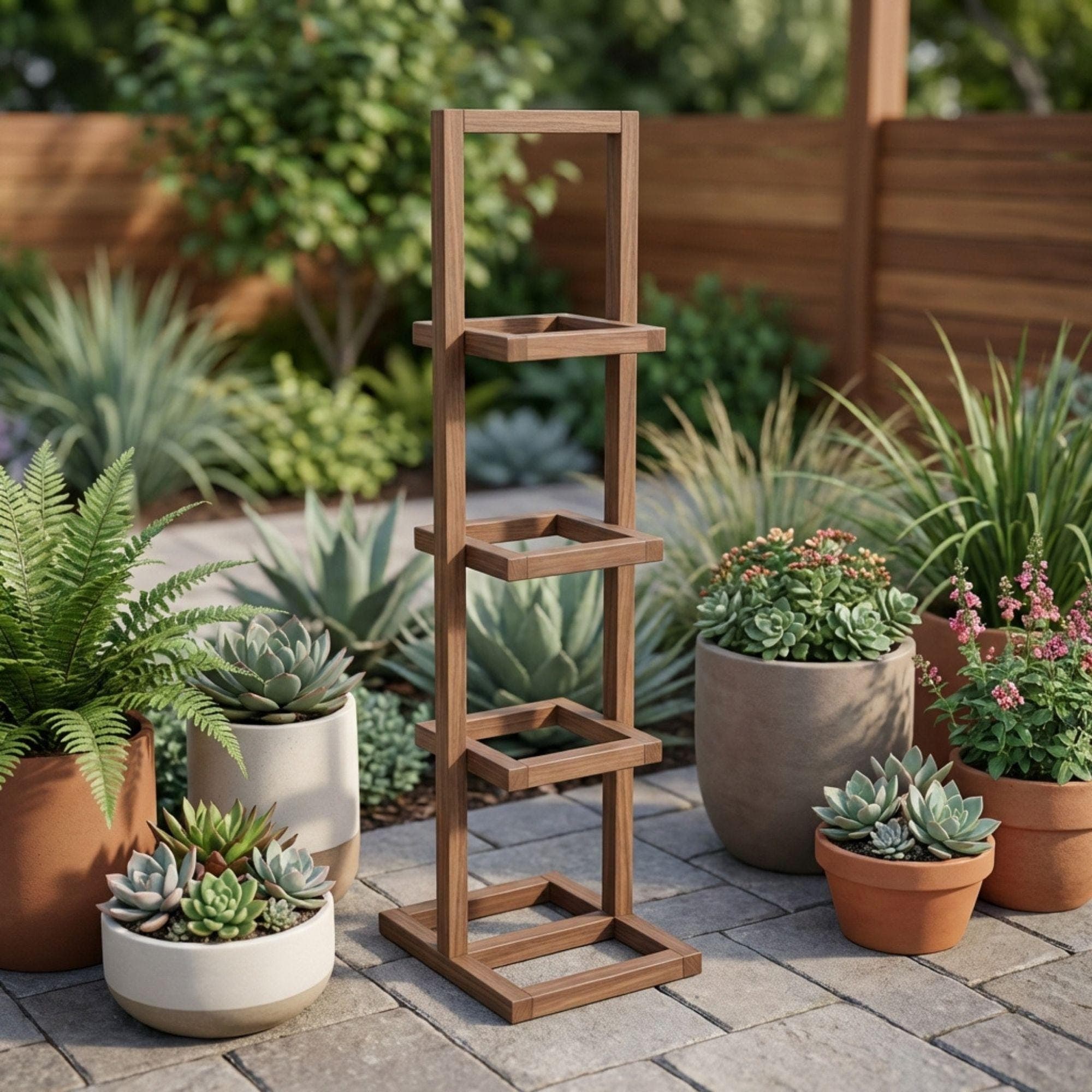 Outdoor Wood Plant Stand DIY Plan | 4-Tier Stepped Planter Woodworking Blueprint (Digital Download) 4