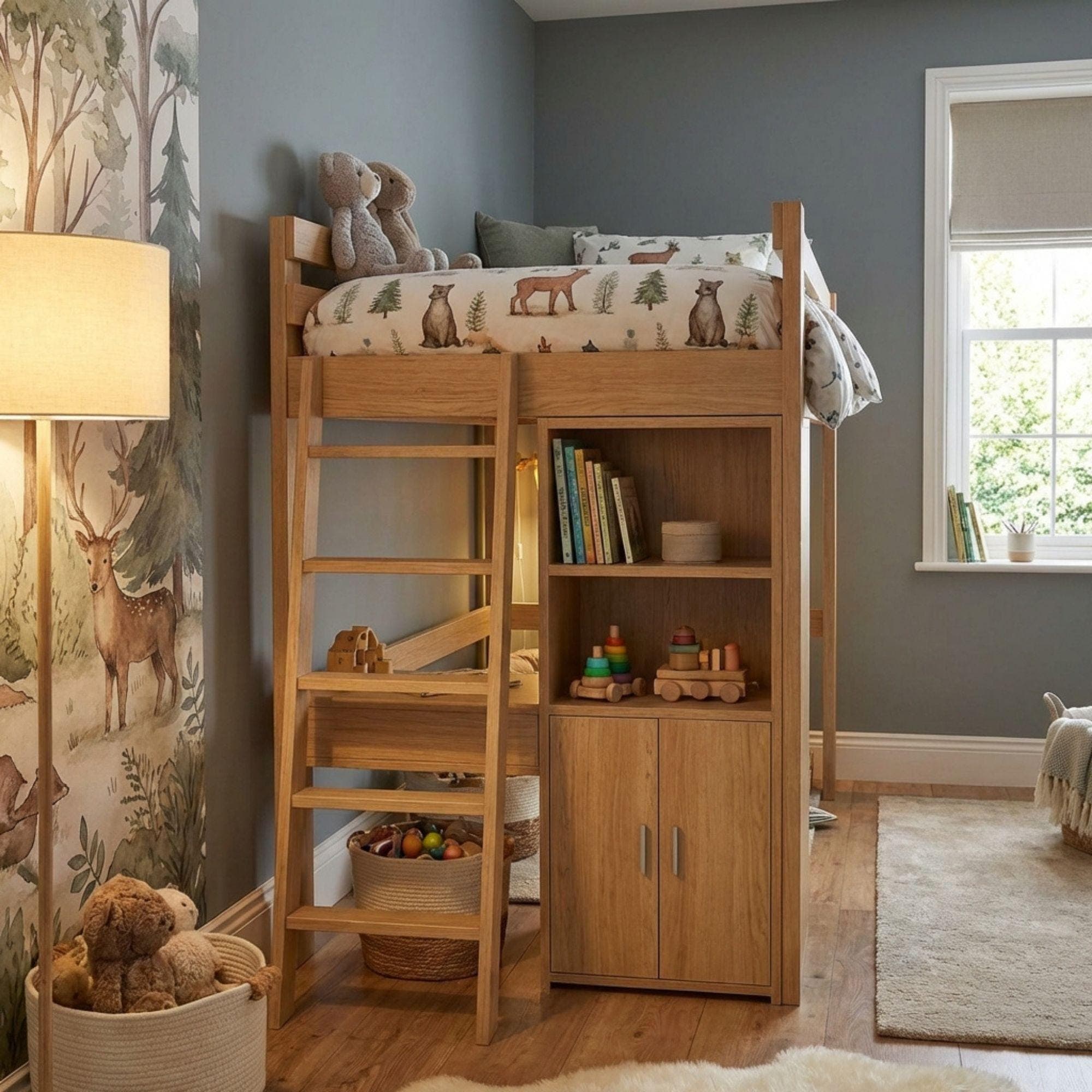 Twin Loft Bed DIY Plans with Stairs & Desk | Space Saving Blueprint (PDF Download) 6