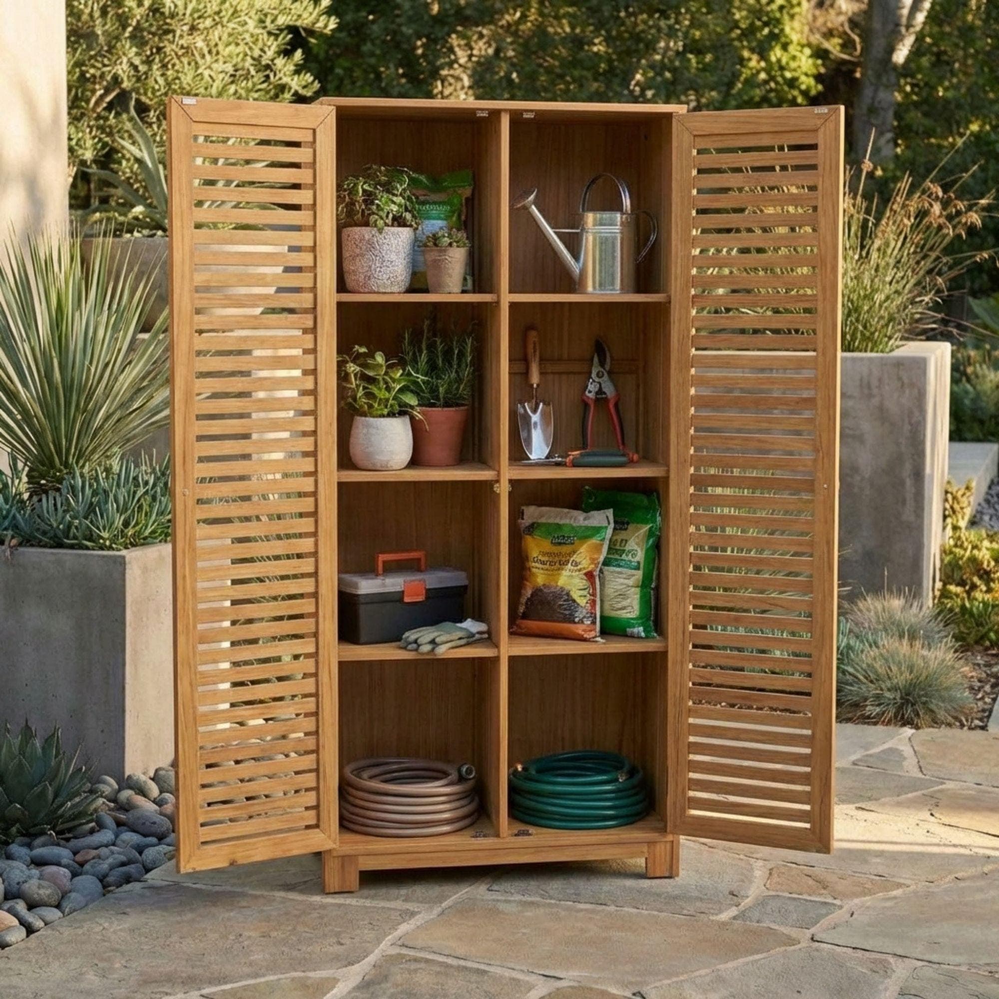 DIY Outdoor Storage Cabinet Plans | Tall Outdoor Shed Blueprint | Garden Tool Closet PDF