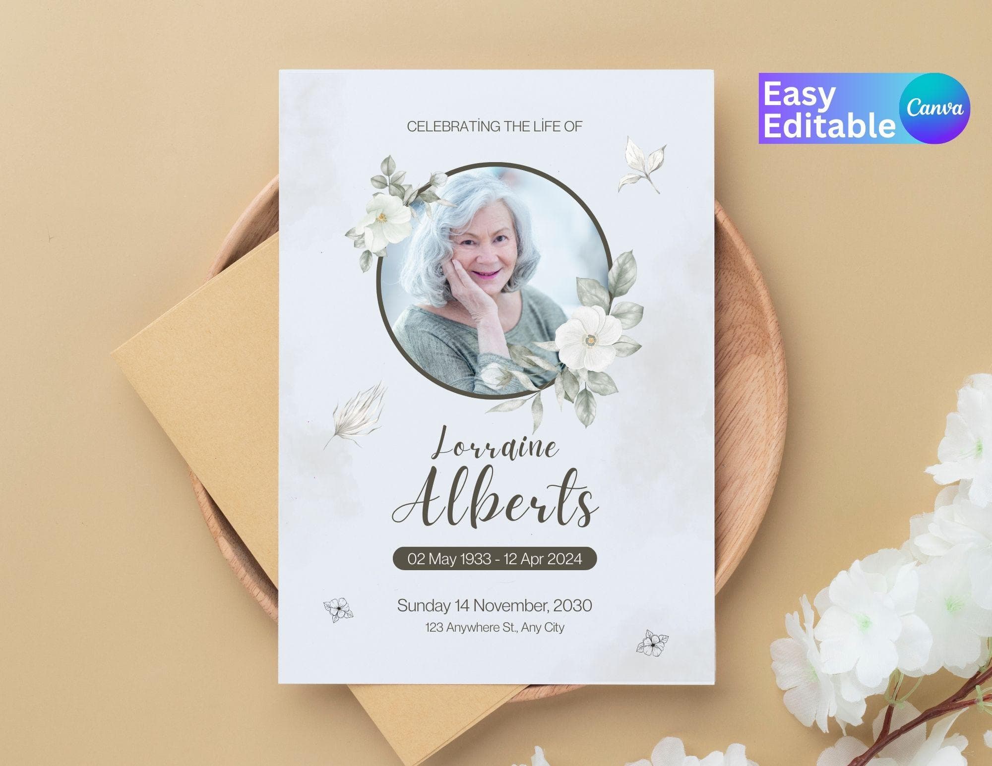 Eucalyptus Funeral Program Template | Celebration of Life (Instant Download)