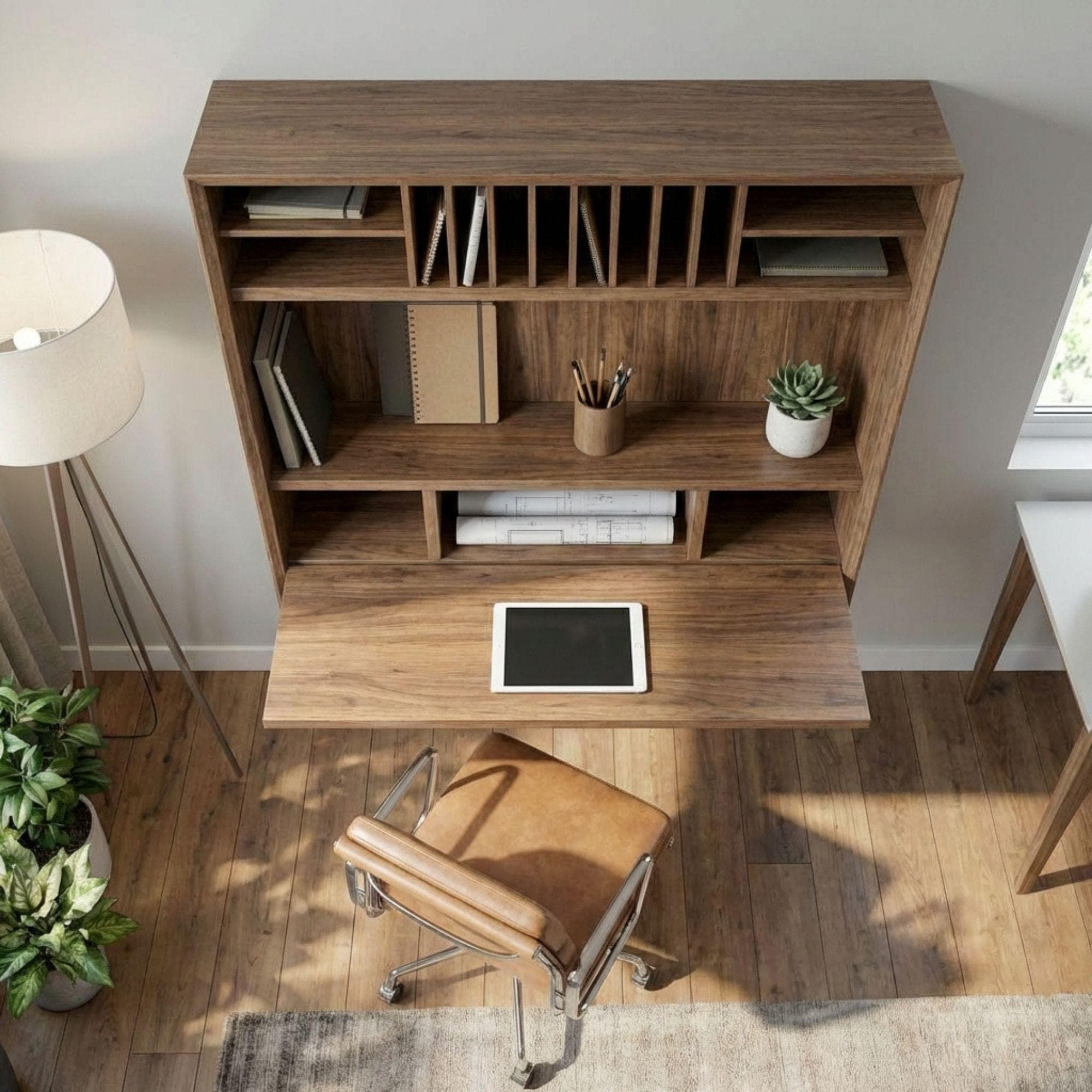 DIY Wall Mounted Murphy Desk Plans | Fold Down Shelf Blueprint (PDF Download) 4