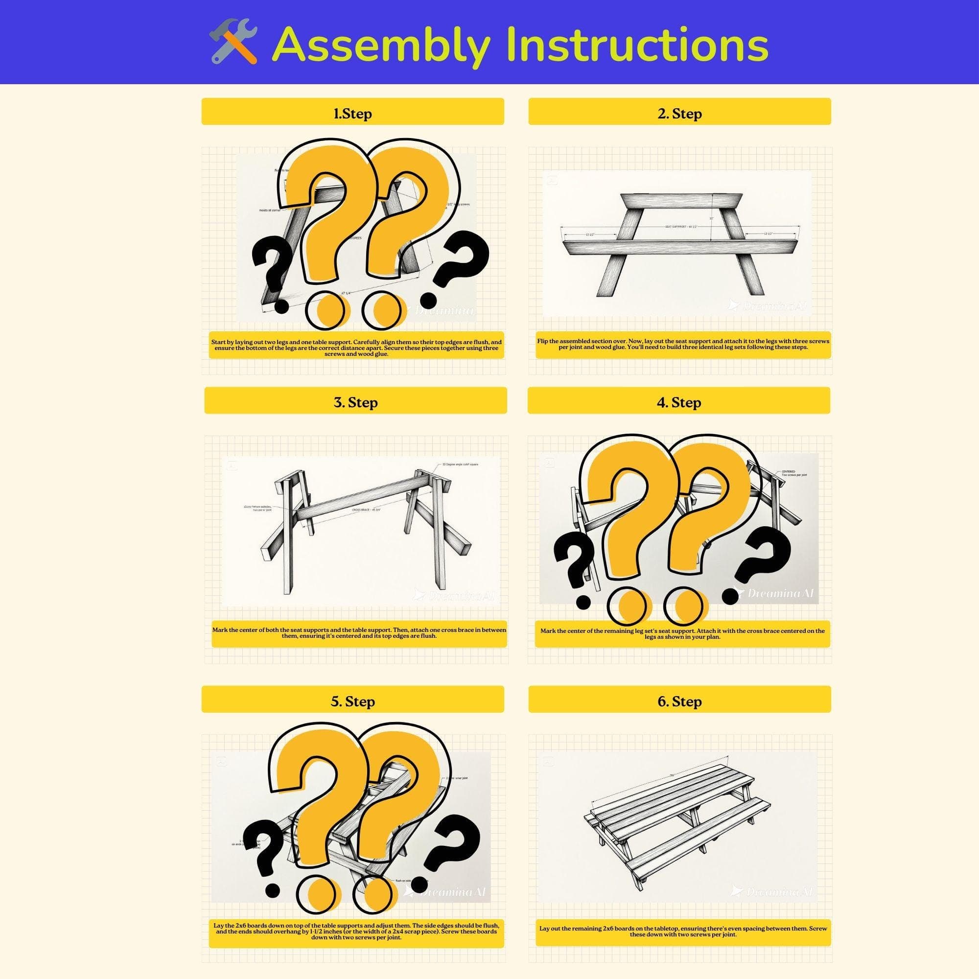 DIY Farmhouse Picnic Table Plans | Outdoor Furniture (PDF Pattern) 4