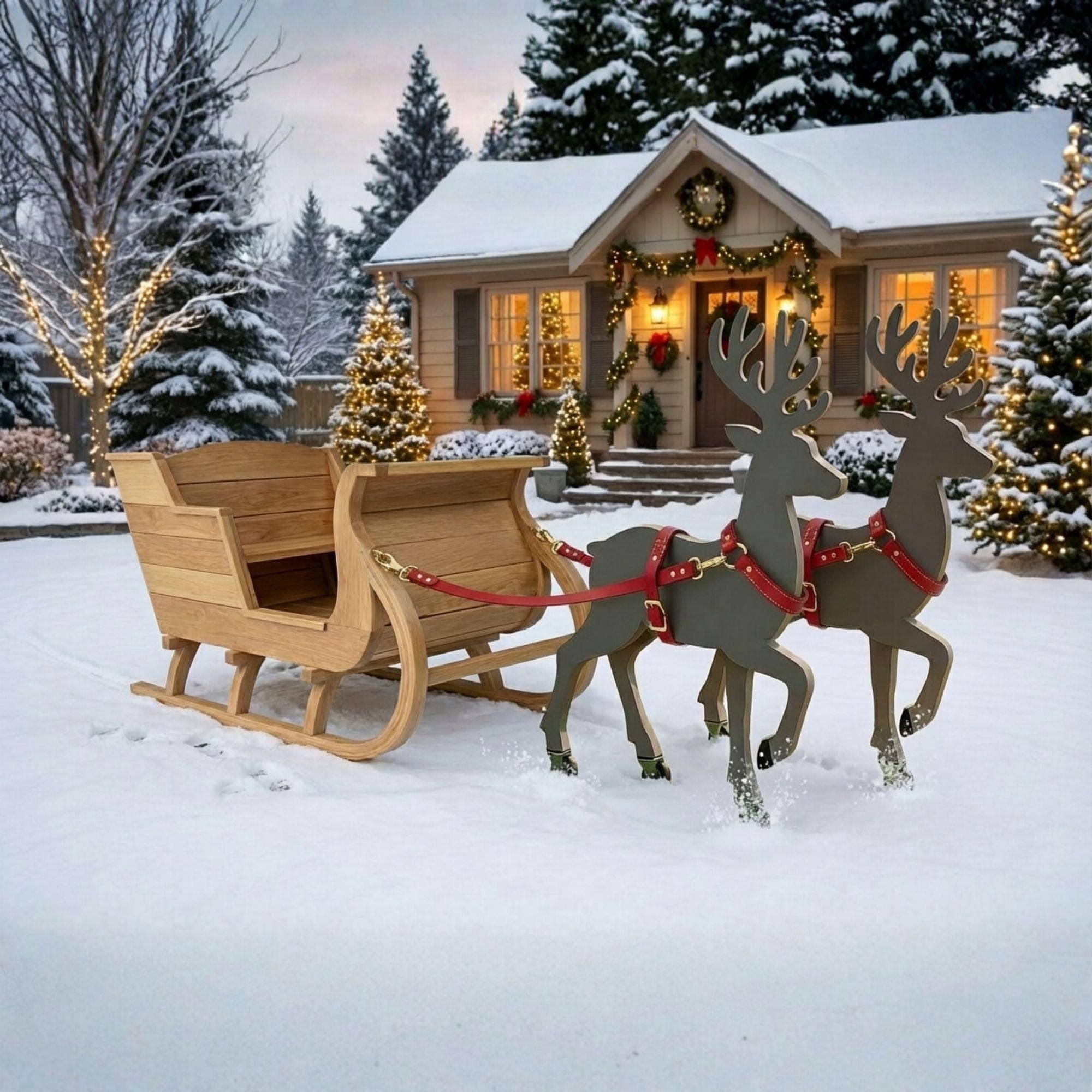 DIY Santa Sleigh & Reindeer Plans | Life-Size Outdoor Christmas Yard Display | Wooden Holiday Decor Blueprint | Digital PDF Pattern 1