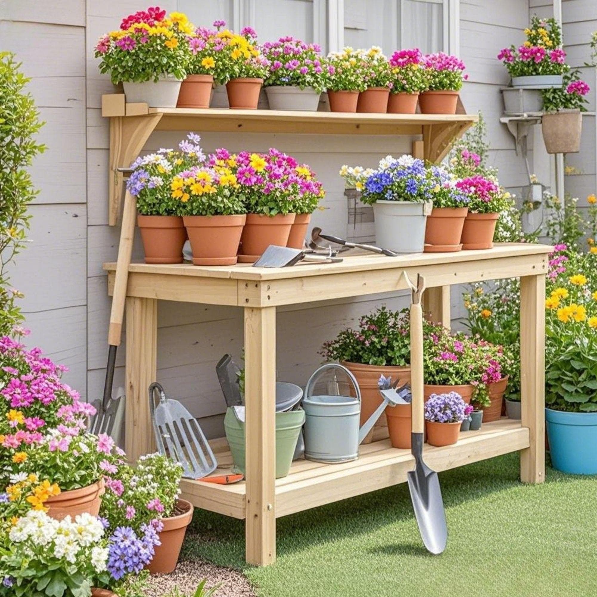 Rustic Potting Bench Plans | Outdoor Garden Workstation PDF 2