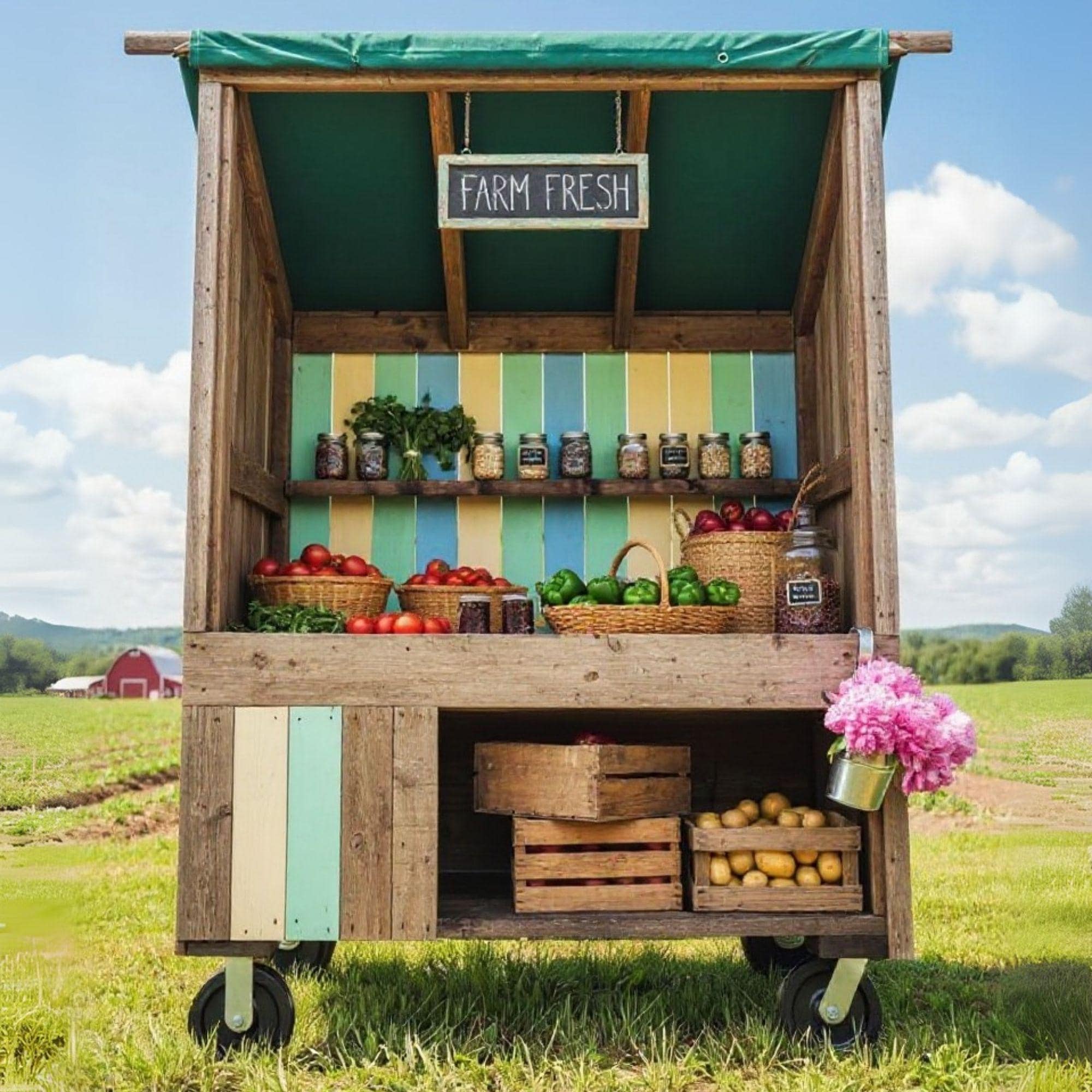 Farmstand Plans | Mobile Flower Stand Cart | Farmers Market Display | Roadside Fruit & Vegetable Stands | Bakery Cart Plans 4