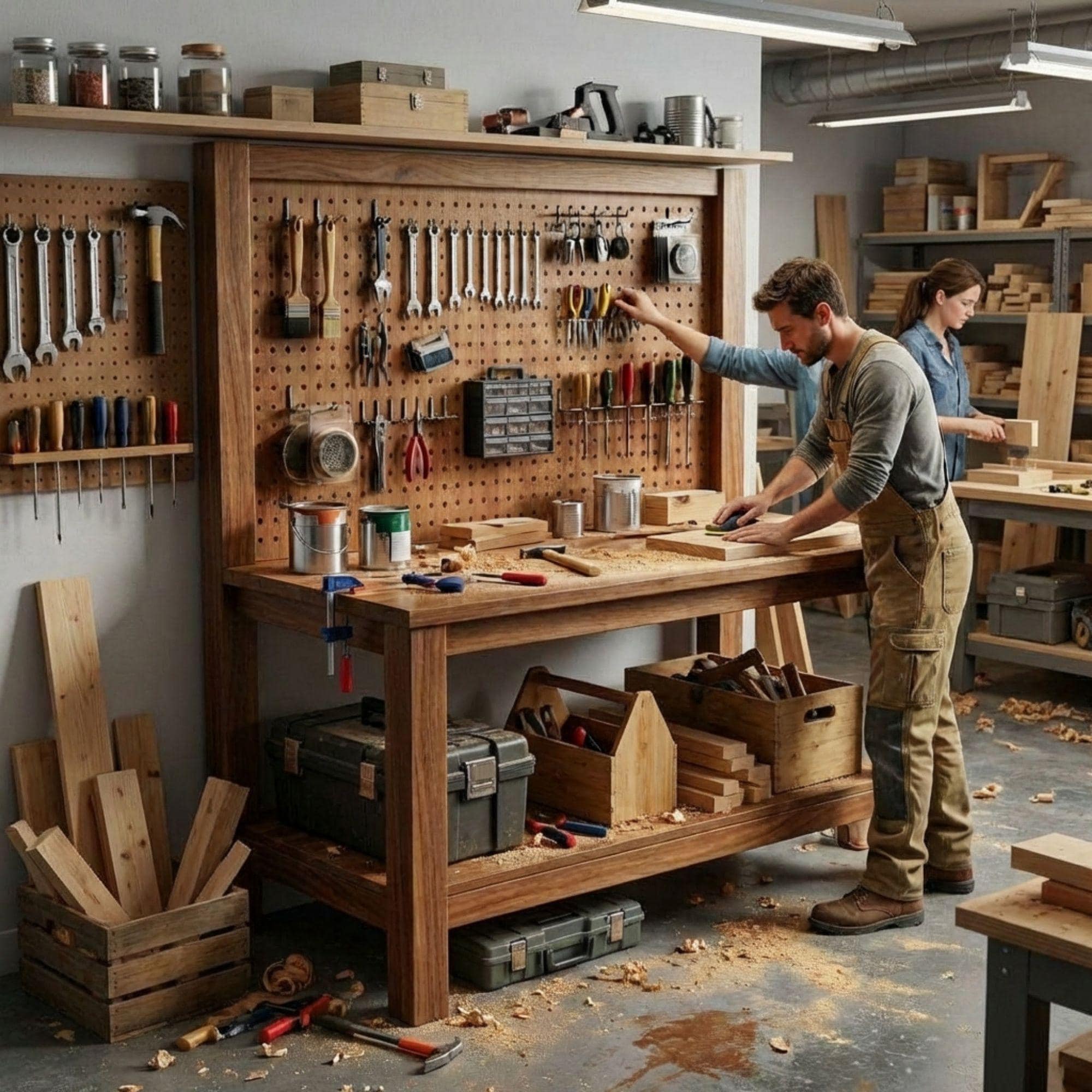 DIY Workbench Plans | Garage Workbench with Pegboard PDF | Wood Workbench Shelf | Easy DIY Garage Workshop Workbench