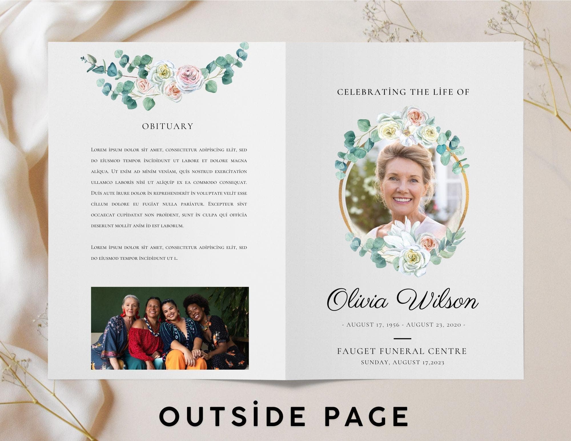 Greenery Funeral Program Template | Celebration of Life (Digital Download) 2