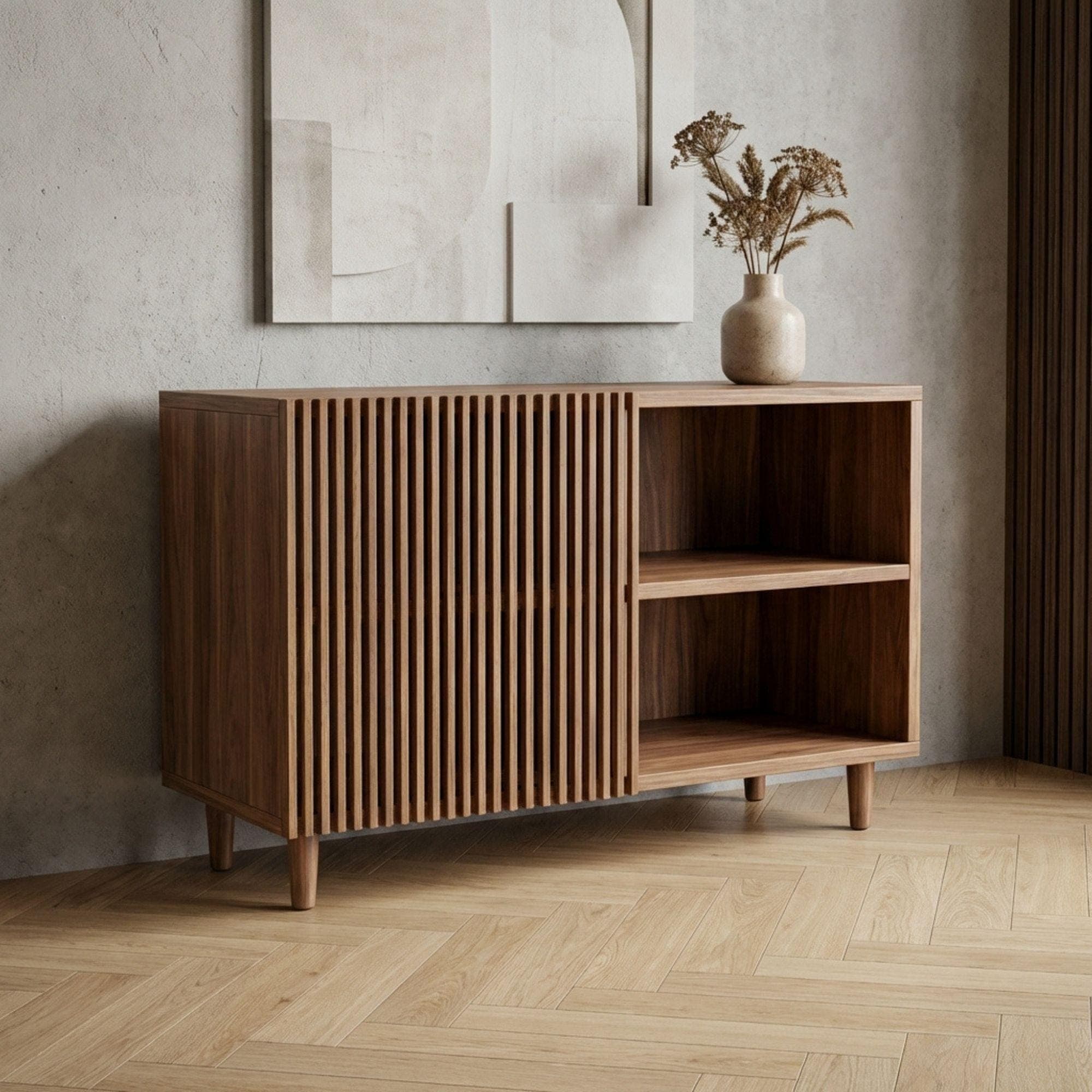 Modern Sideboard Plans | Slatted Door, Mid-Century Legs (Digital Download) 2