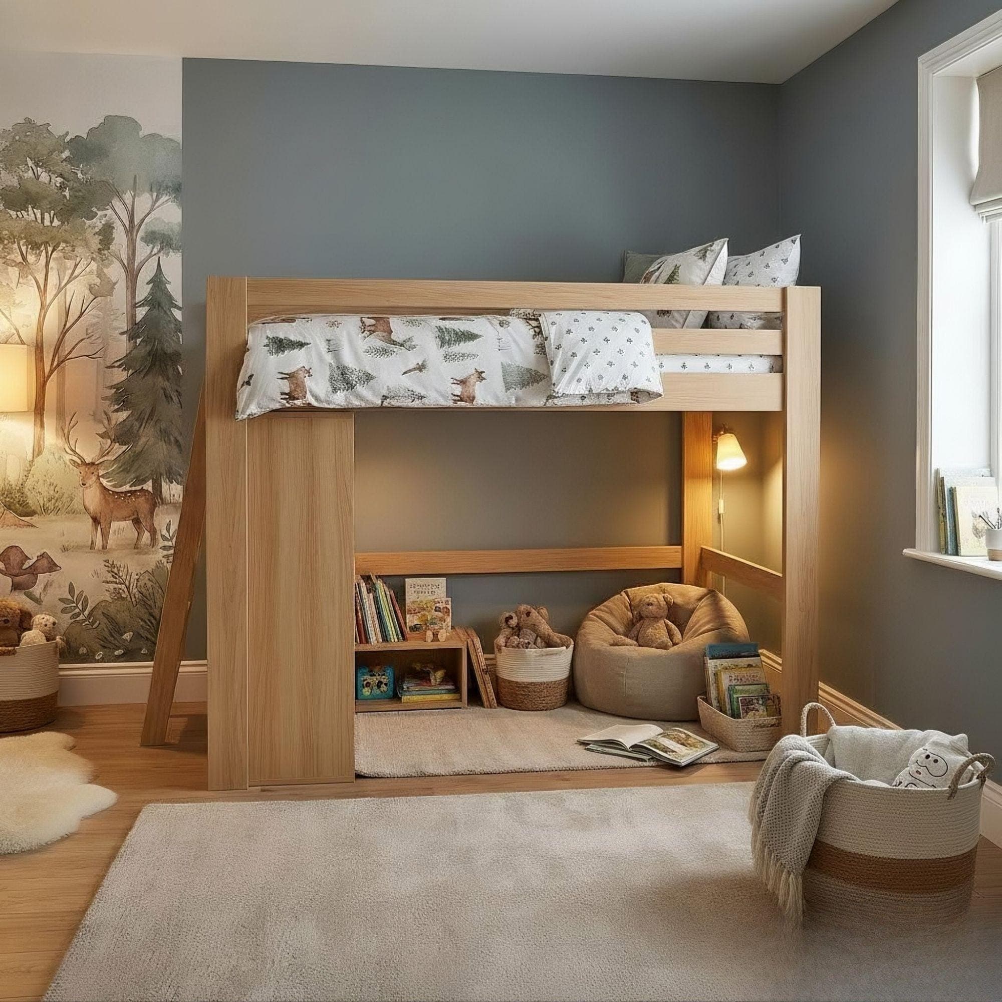 Twin Loft Bed DIY Plans with Stairs & Desk | Space Saving Blueprint (PDF Download) 4