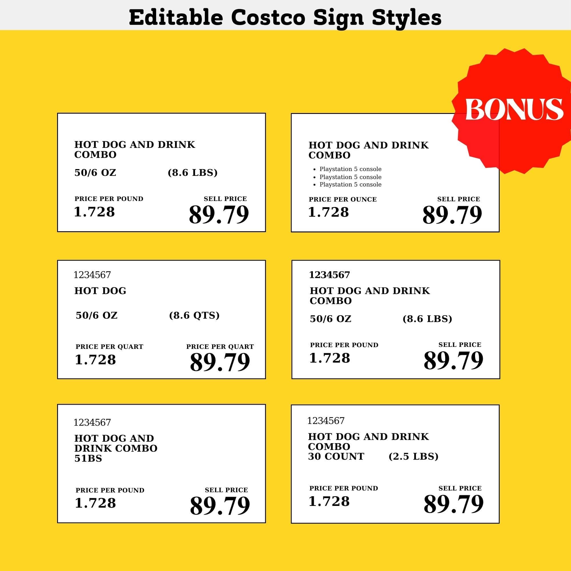 Costco Food Court Sign | Printable Menu, Price Tag (Digital Download) 6